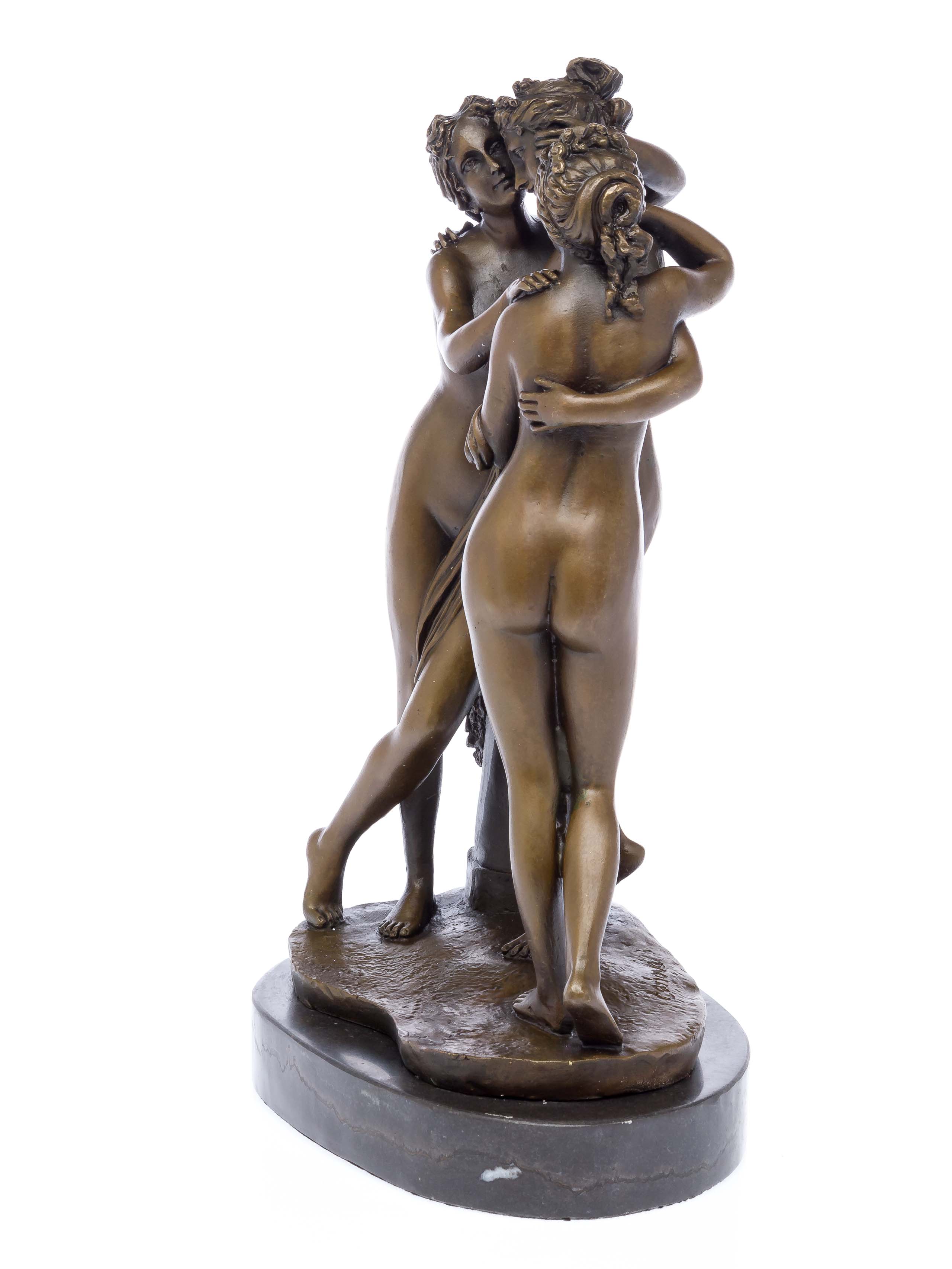 Bronzeskulptur drei Grazien nach Canova erotische Kunst 32cm Bronze sculpture