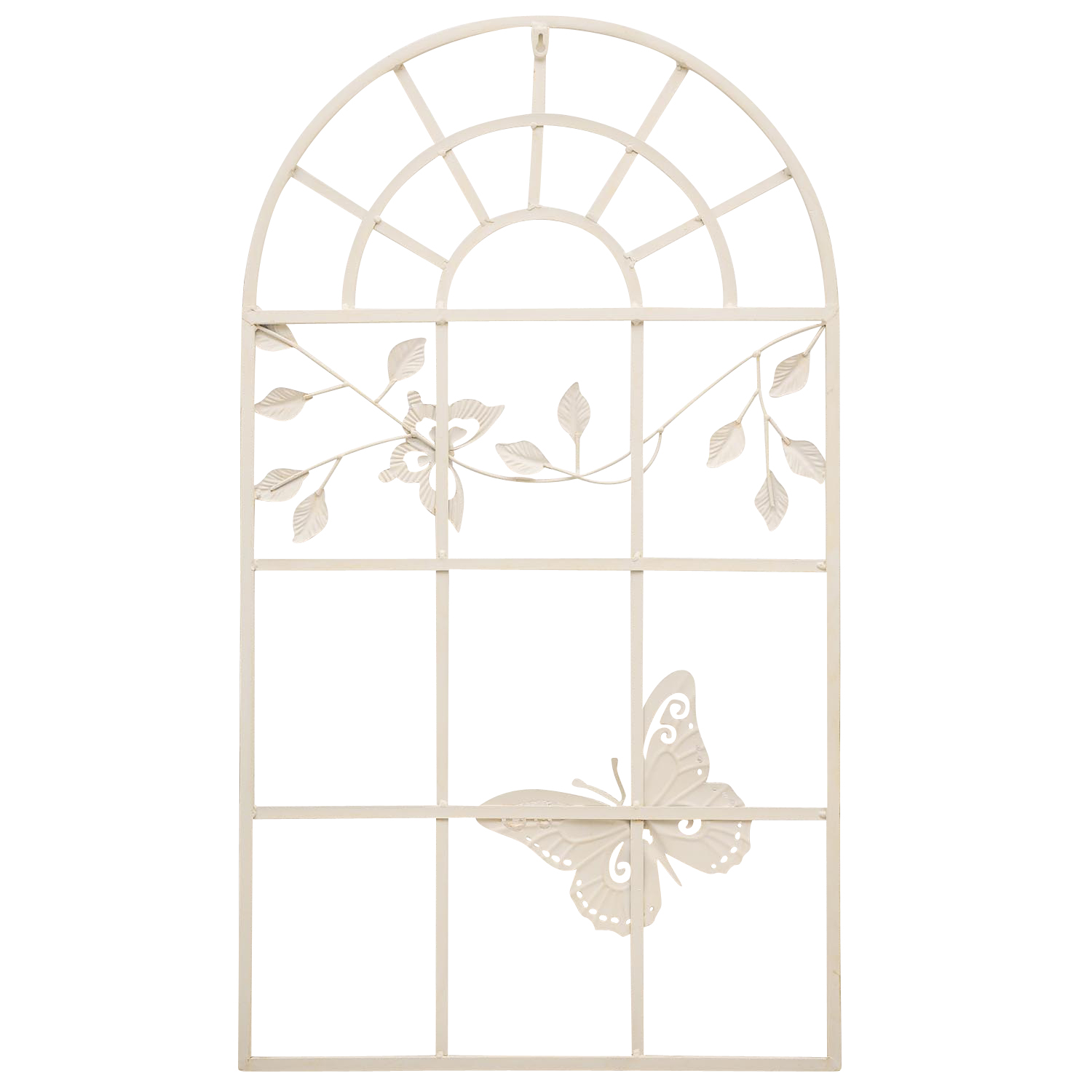 TZ-57-2 Nostalgie Stallfenster Fenster Metall Rahmen Schmetterling Antik-Stil creme 97cm