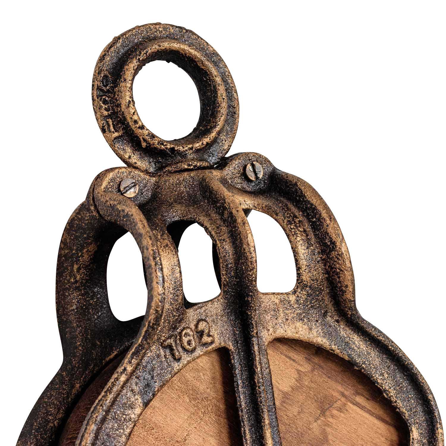KL-2-3 Flaschenzug Umlenkrolle Seilzug Rolle Eisen Werkzeug Antik-Stil 26cm