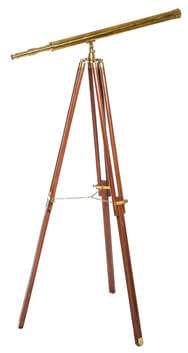 Teleskop, Messing, Standfuß, Holzgestell, Vintage-Look