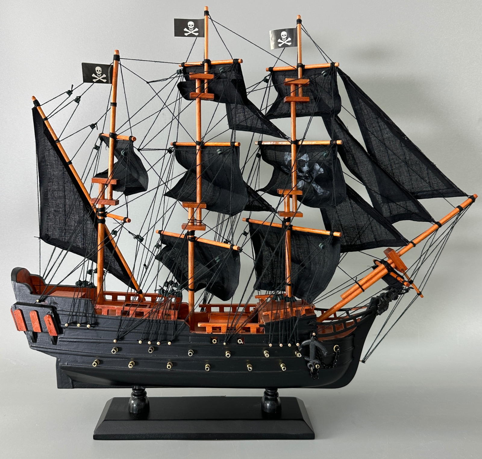 Pirate ship model ornamental model ship wood 50cm antique style no kit Boot, Fahrzeug, Segelboot, Flagge, Kunst