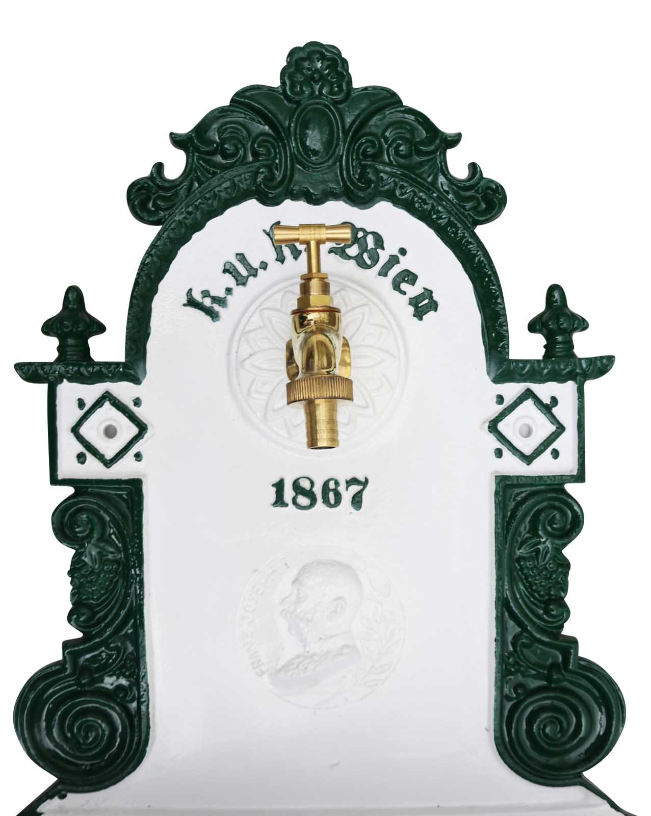 aubaho-LS-206-WG1_2 Brunnen 72cm Wandbrunnen Alu Waschbecken im Nostalgie Antik-Stil Kaiser Wien