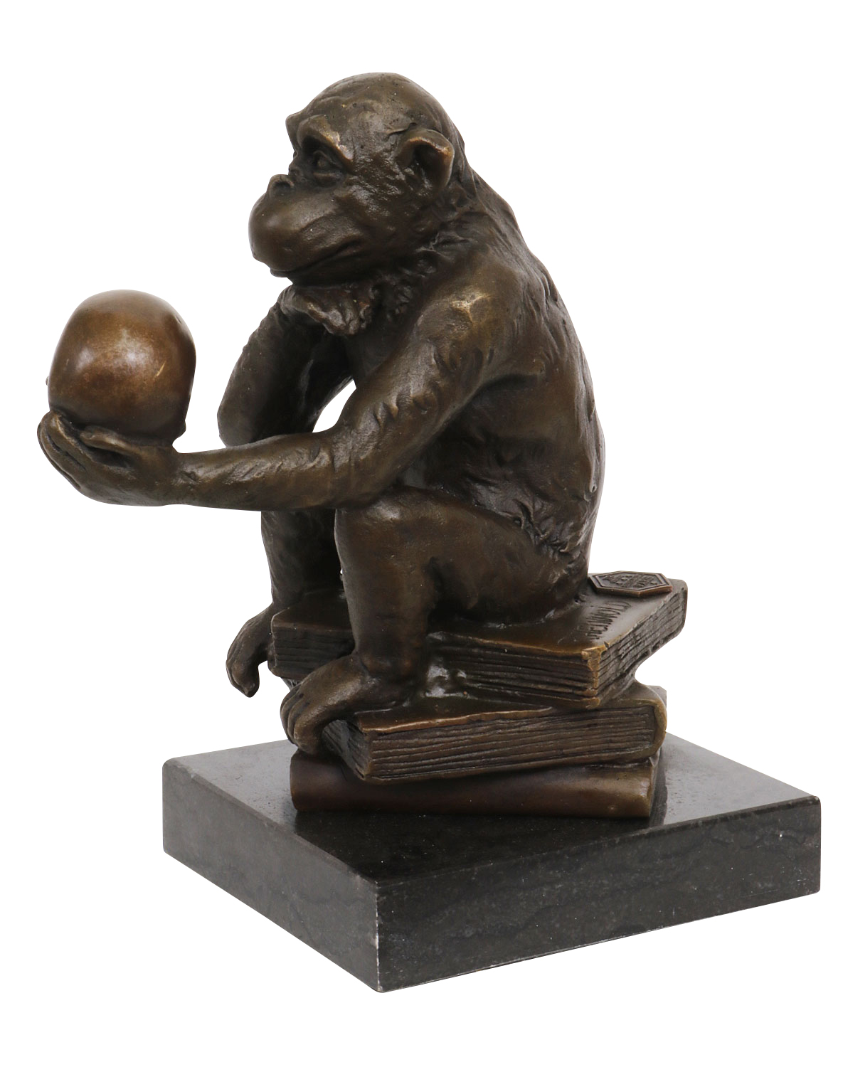 FA-74b-bronzeskulptur Bronzeskulptur Affe Totenkopf Schädel Bronze Darwin Statue Bronzefigur Antikstil