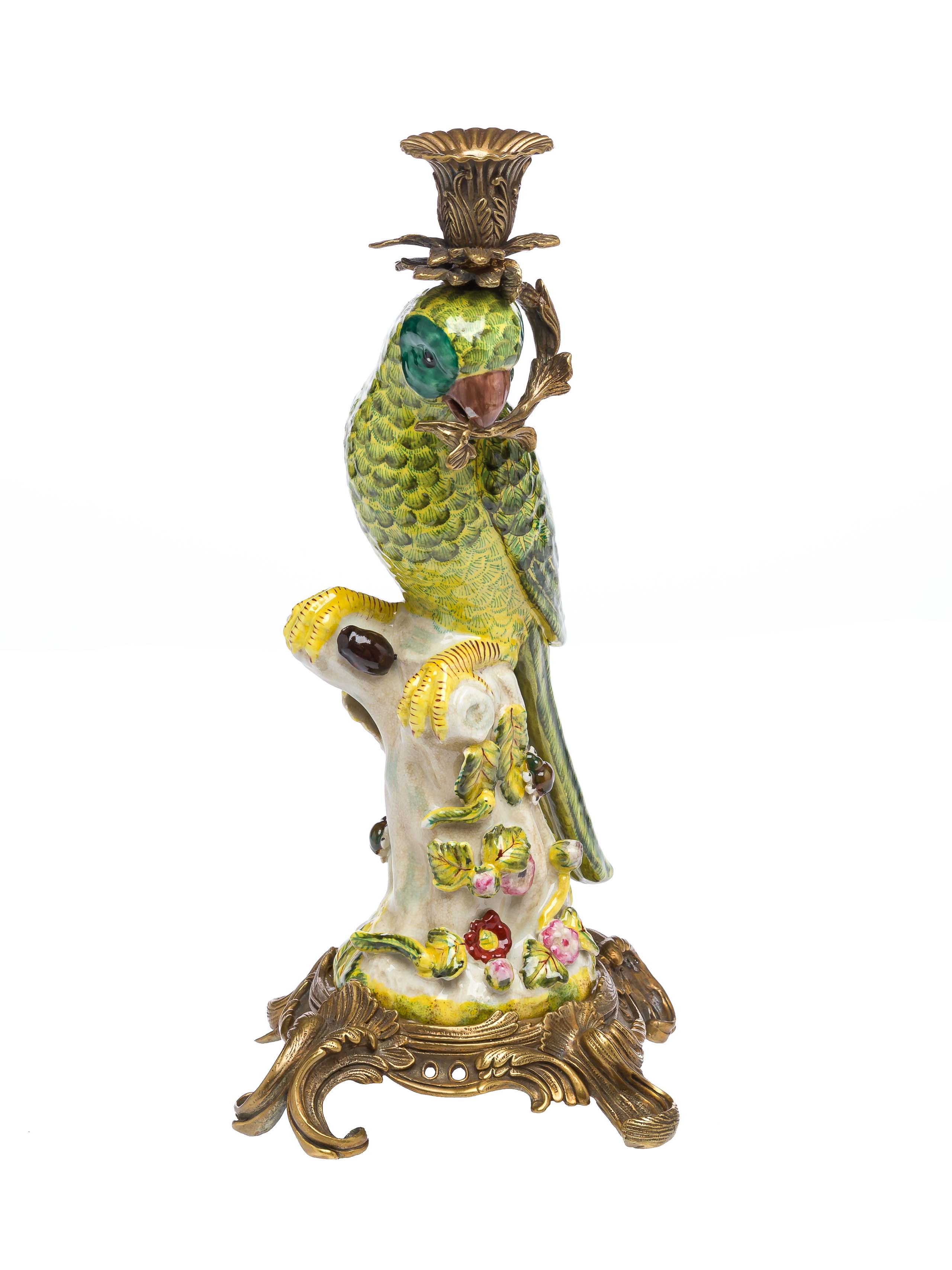 PT-89-PT-90-7 Paar Papagei Kerzenständer Porzellan antik Stil Kerzenleuchter 37cm candlestick