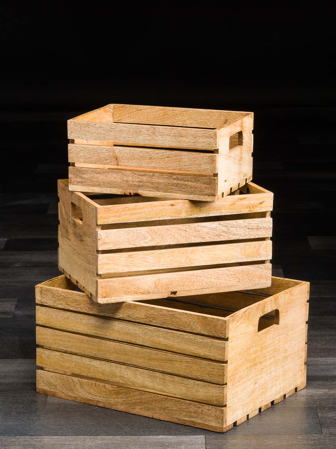 3x Holz Kiste Allzweckkiste Obstkiste Box Antik-Stil