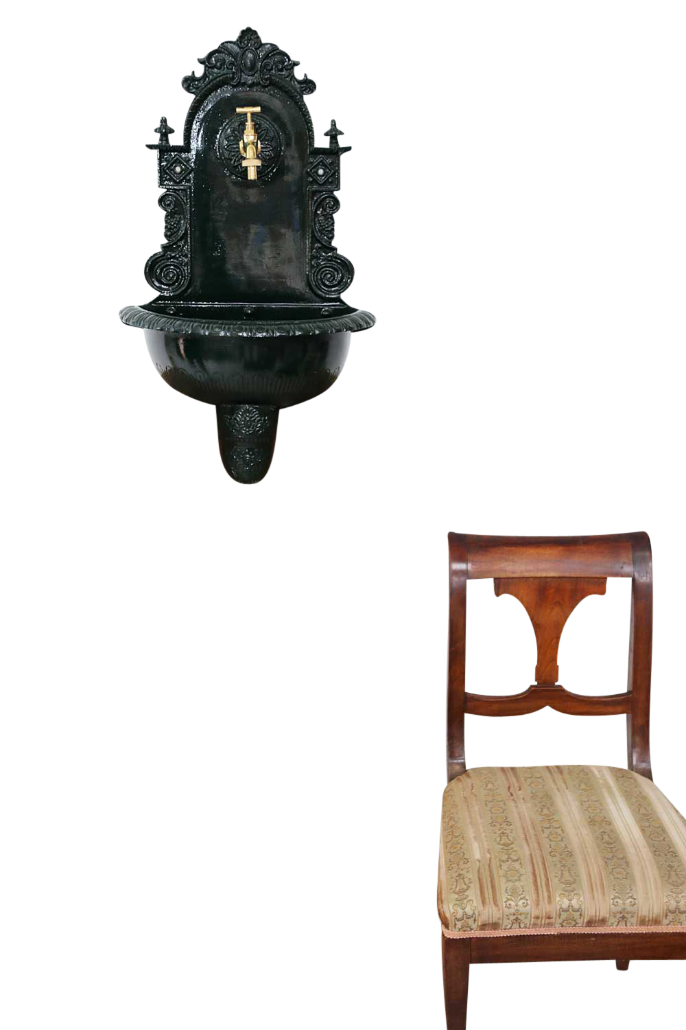 MT-201a-DG-Wandbrunnen Brunnen 72cm Wandbrunnen grün Alu Waschbecken im Nostalgie Antik-Stil (c)