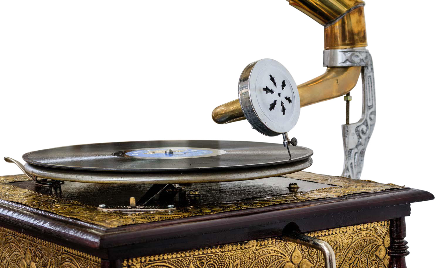 Nostalgie Grammophon Dekoration mit Trichter Grammofon Antik-Stil (j2)