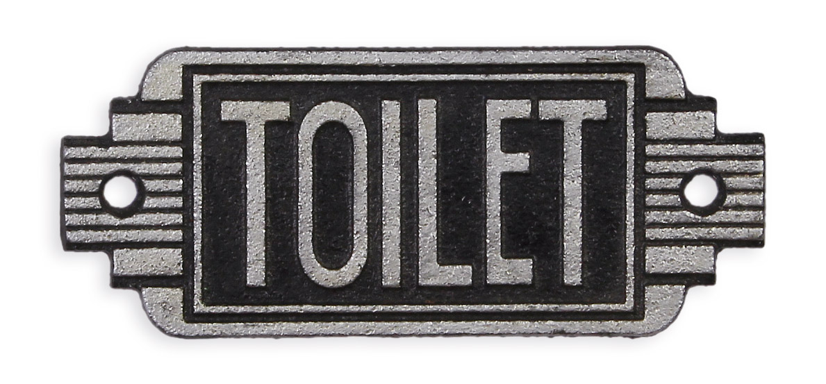 A cast iron art deco sign 'toilet" replica retro design decoration