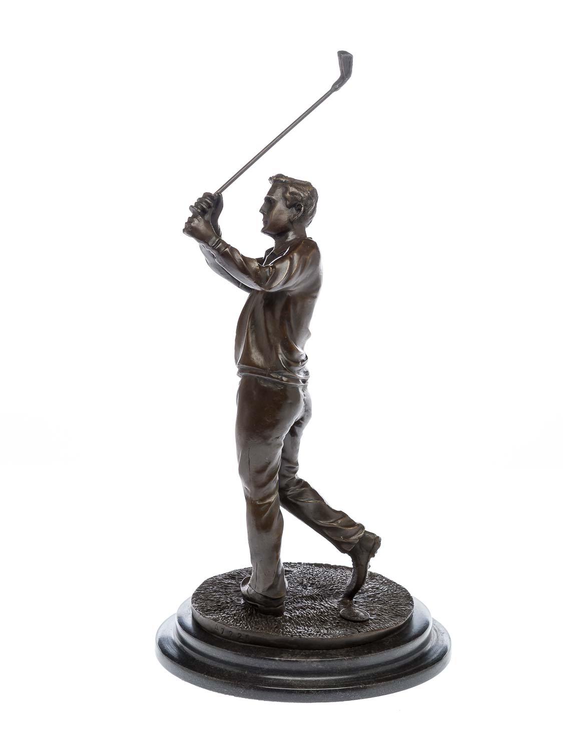 2016-01-27_Auktionshaus_039 Bronzeskulptur Golf Golfspieler Bronze Golfer beim Abschlag Pokal sculpture