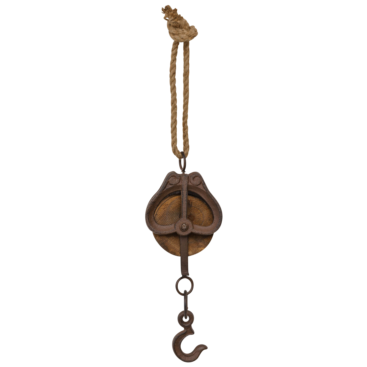 TZ-85-3 Flaschenzug Umlenkrolle Seilzug Rolle Eisen Werkzeug Antik-Stil 51cm (a)