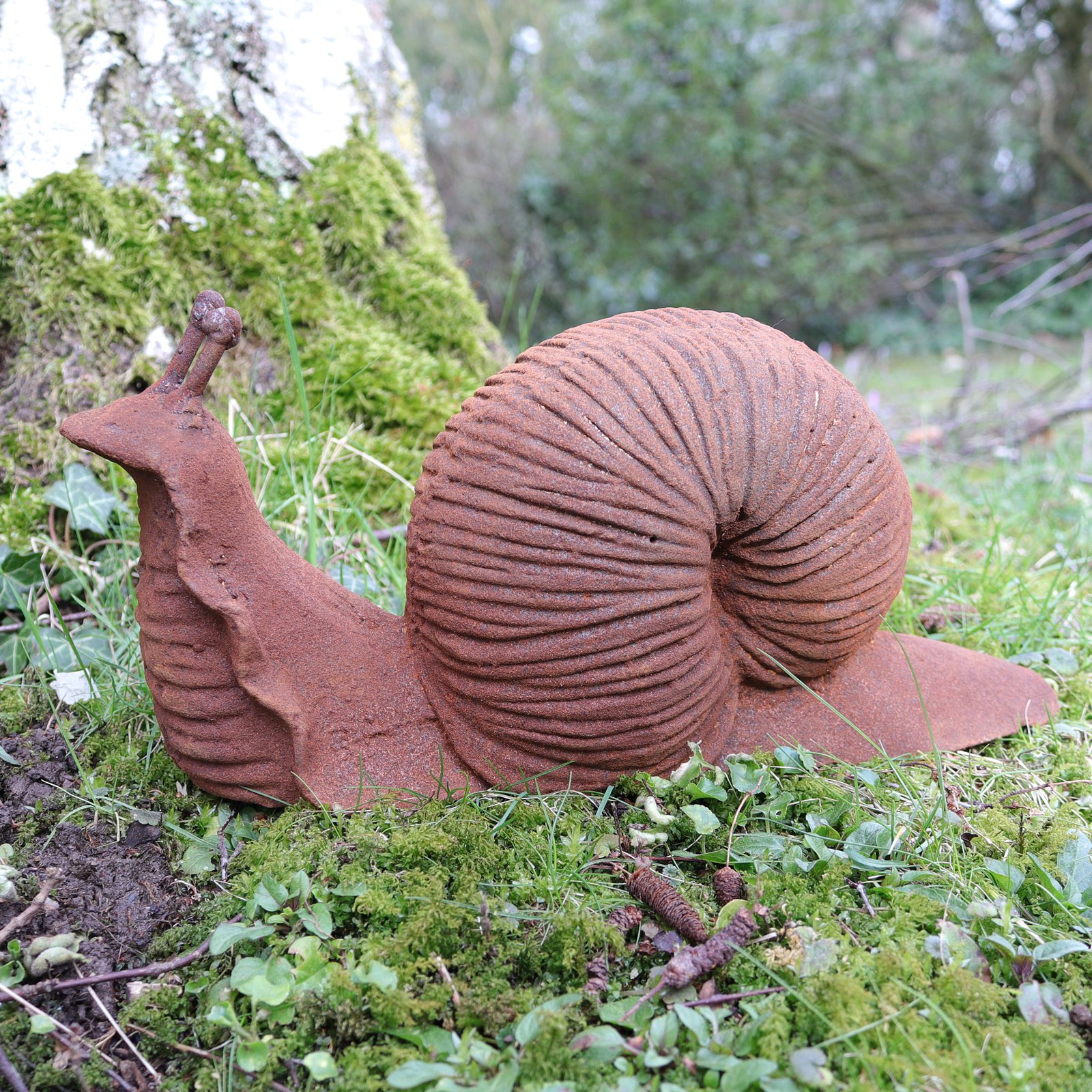 aubaho-schnecke-1-8 Gartenskulptur Schnecke Figur Eisen Garten Rost Eisenfigur Skulptur Gartenfigur