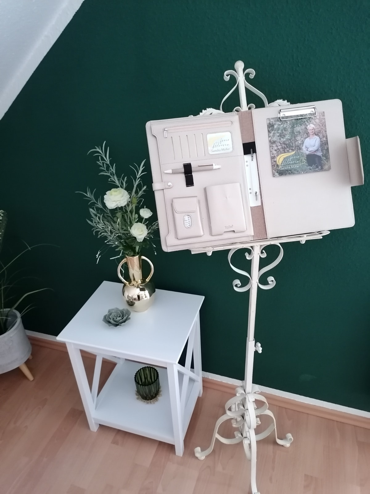 rednerpult Notenständer Staffelei Eisen 170cm Aufsteller Nostalgie antik Stil weiss