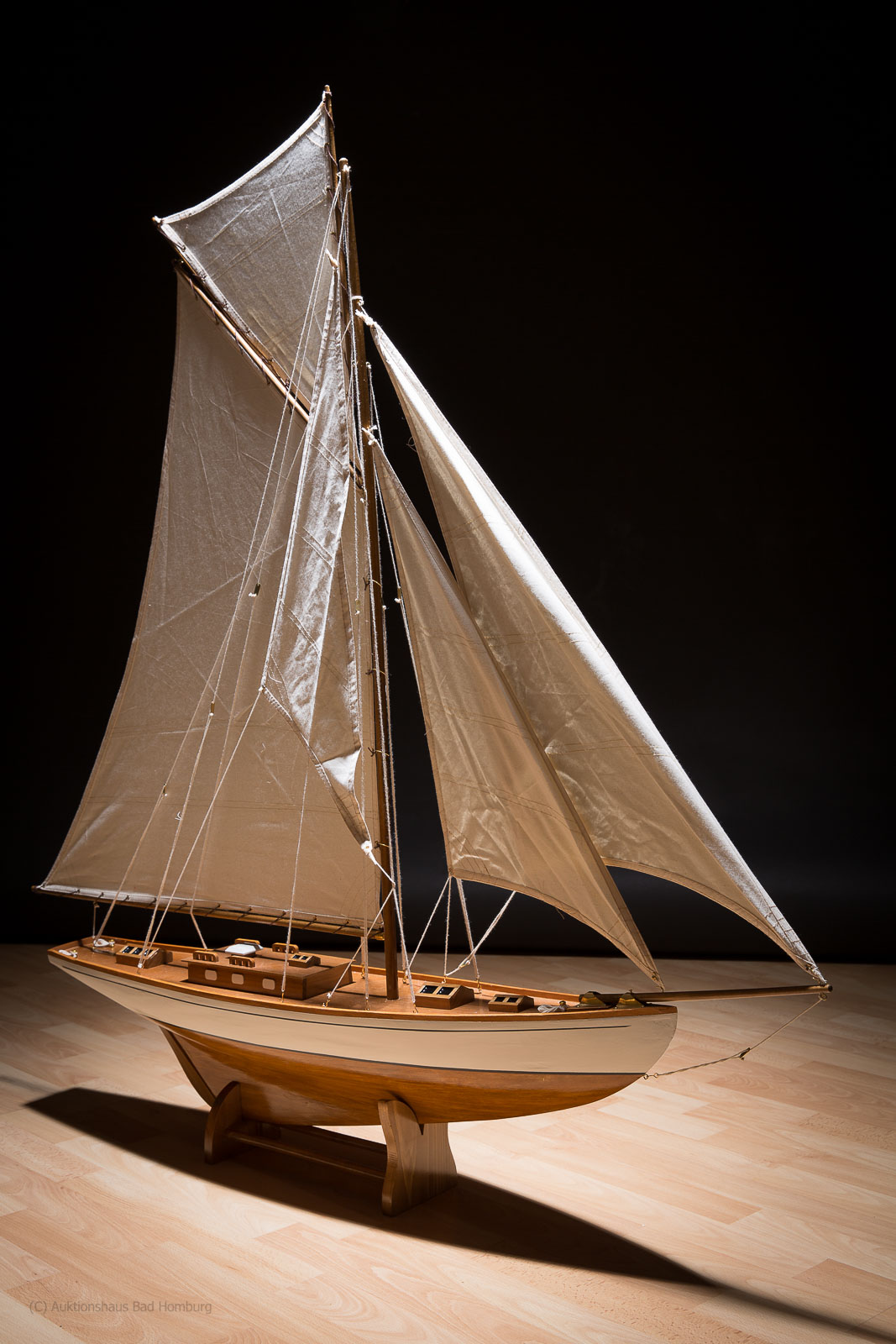 aubaho-150205-s1-08 Modellschiff Segelyacht Yacht Holz Schiff Boot Segelschiff Schiffsmodell H:135cm