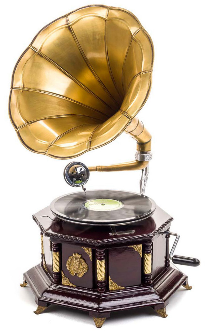 Grammophon-yduuccKPJXtdGT Grammophon 70cm Trichtergrammophon Schellackplatte Grammofon antik Stil verziert
