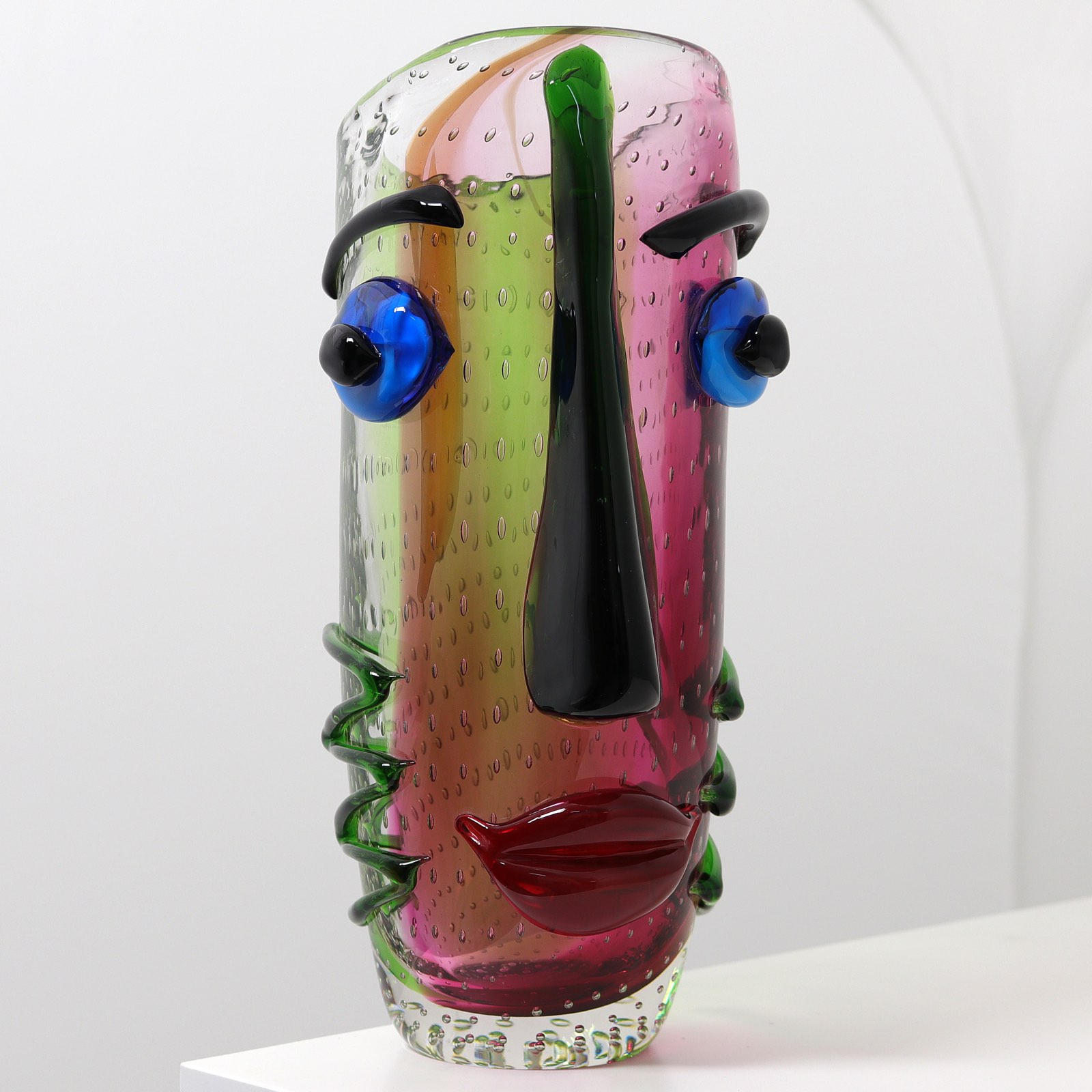 Glasvase Vase Gesicht Glas im Murano Antik Stil 30cm