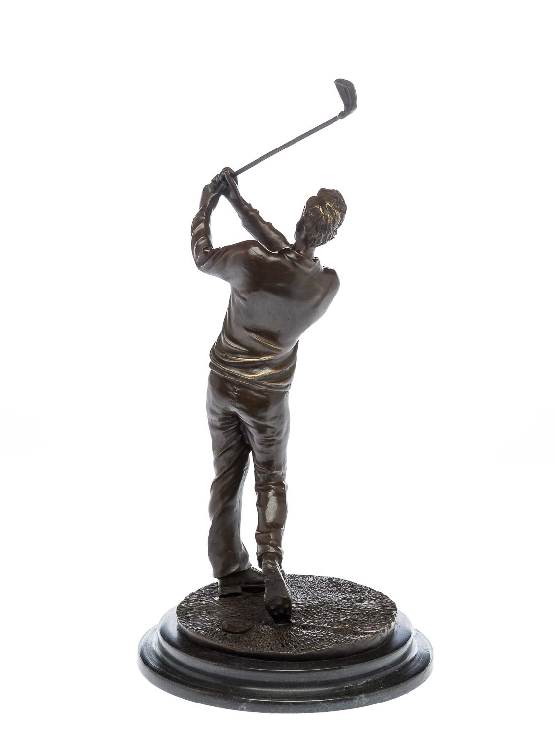 2016-01-27_Auktionshaus_041 Bronzeskulptur Golf Golfspieler Bronze Golfer beim Abschlag Pokal sculpture