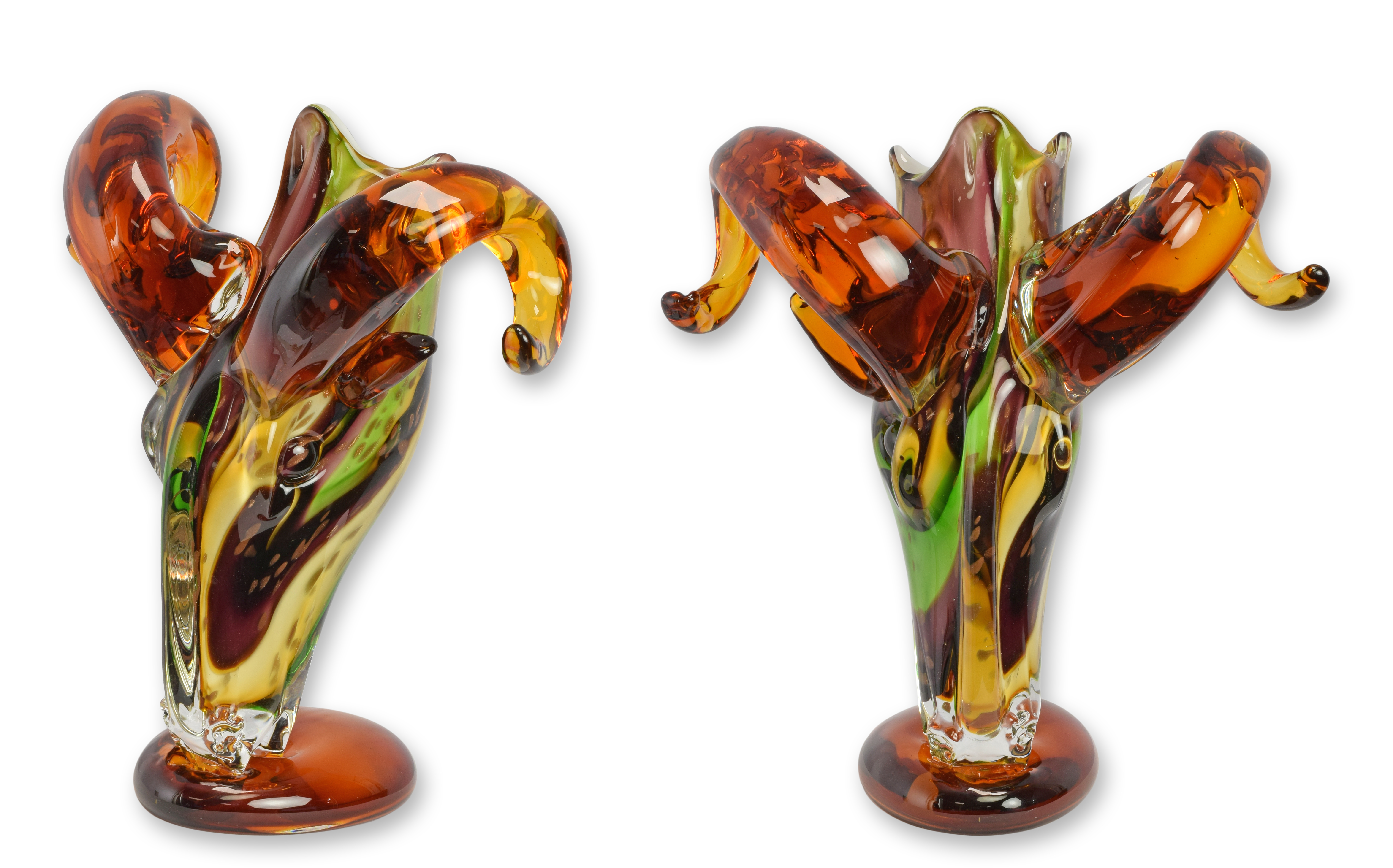 A murano style glass ram head vase replica retro design decoration