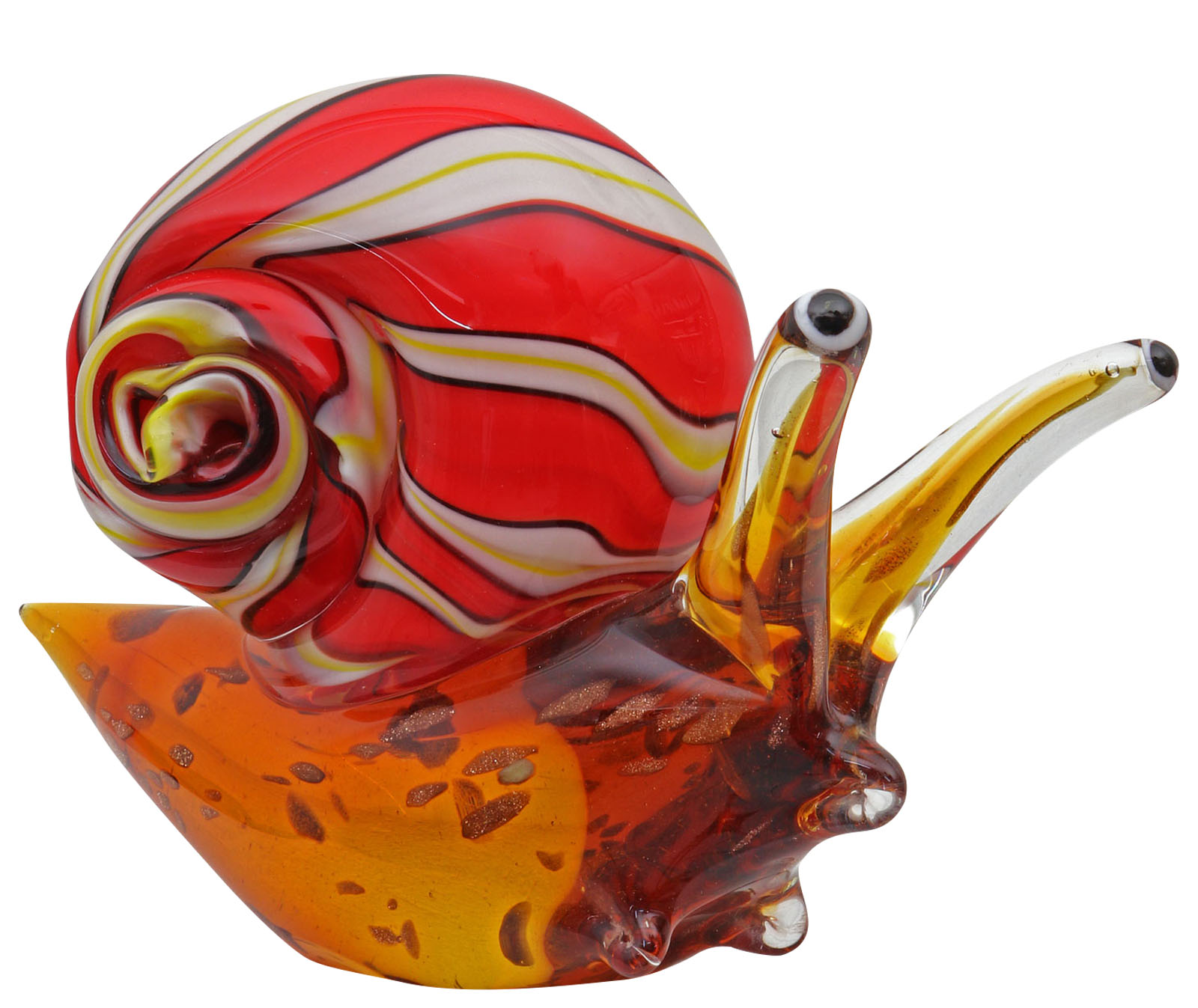 Glasfigur Figur Skulptur Glas Glasskulptur Schnecke Murano-Stil Antik-Stil 22cm