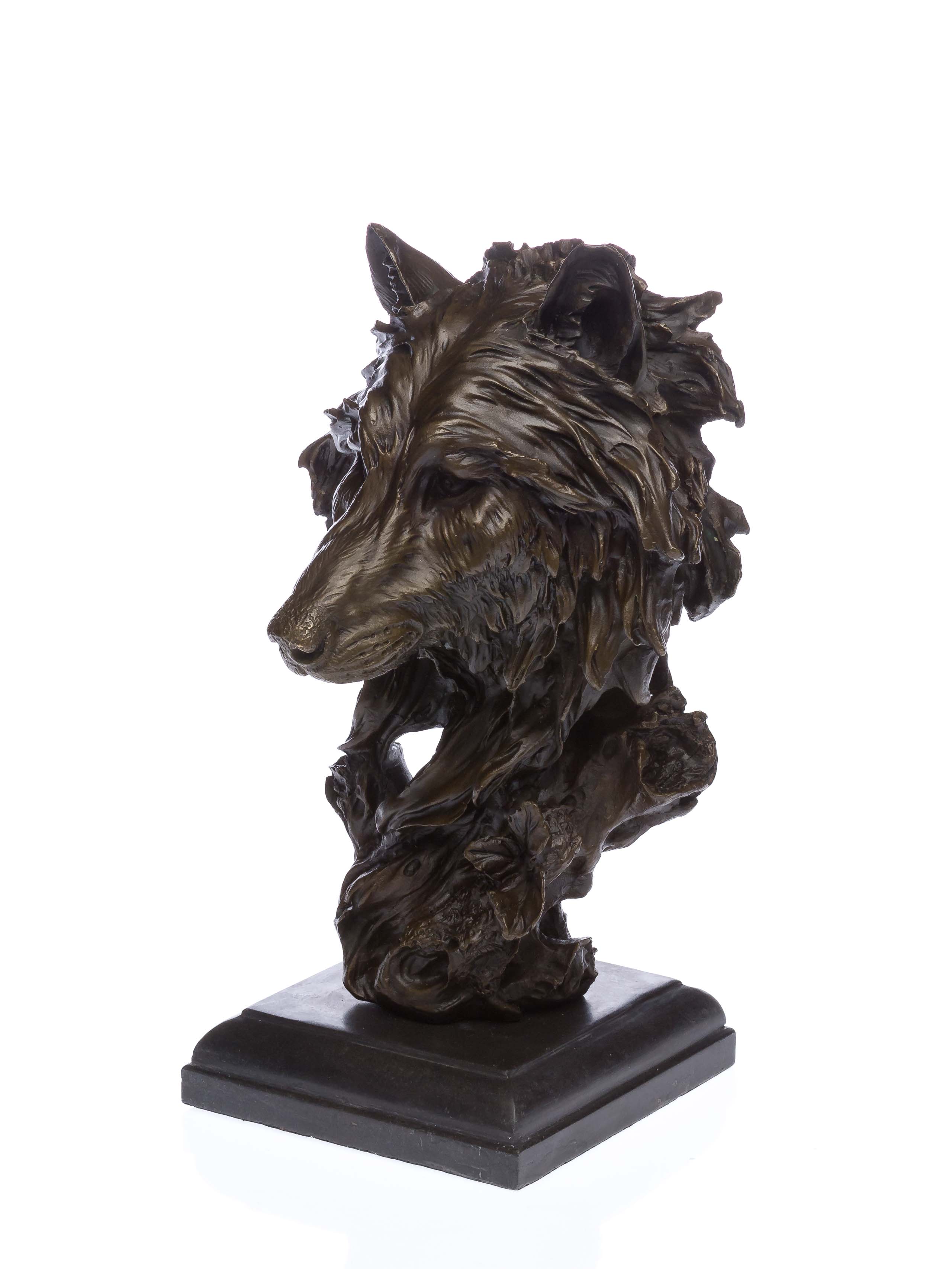 Bronzeskulptur Büste Wolf Bronze Figur Skulptur 37cm Kunst Sculpture