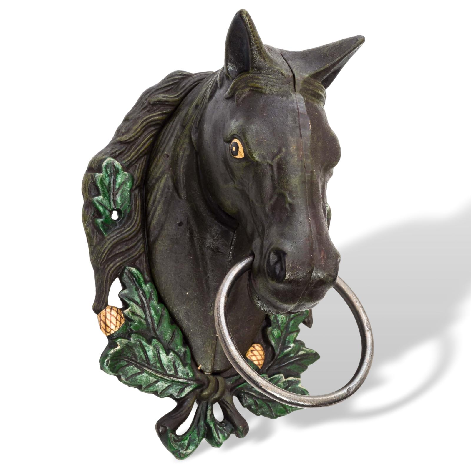 NG-55-52 Wandgarderobe Pferd Handtuchhalter Eisen brown horse head towel holder Antikstil