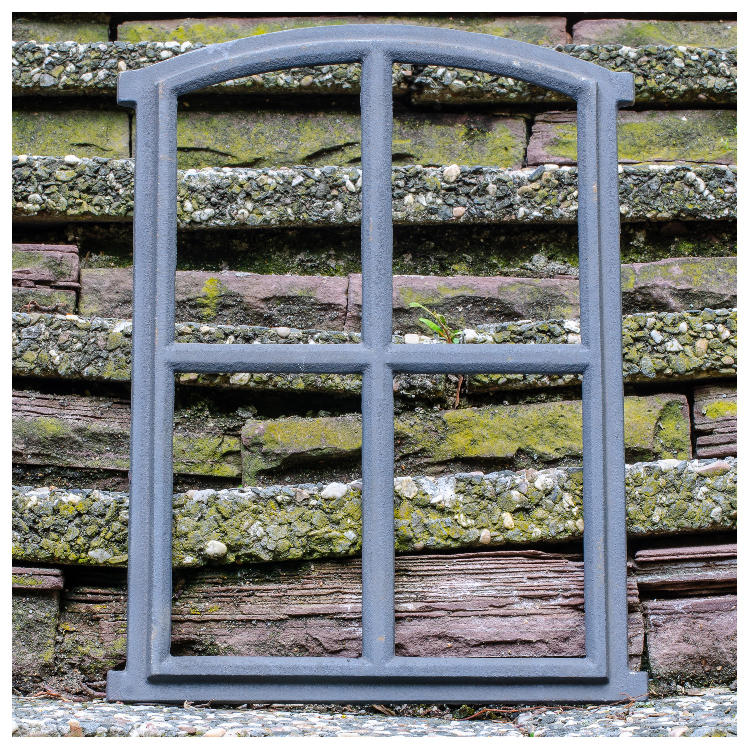 F02A-G-4 Fenster grau Stallfenster Eisenfenster Scheunenfenster Eisen 49cm Antik-Stil (k)