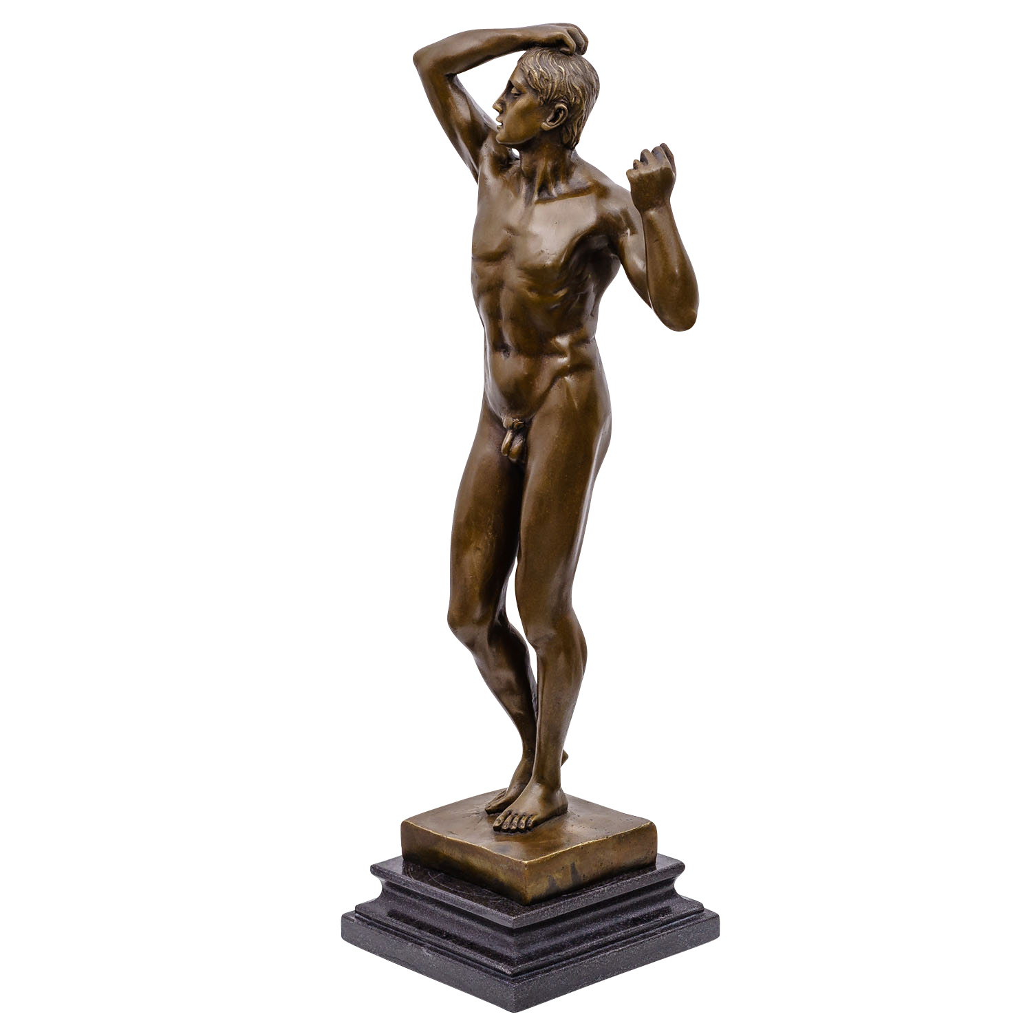 YB146-5 Bronzeskulptur erotische Kunst nach Rodin Bronze Akt Mann Figur Skulptur 47cm