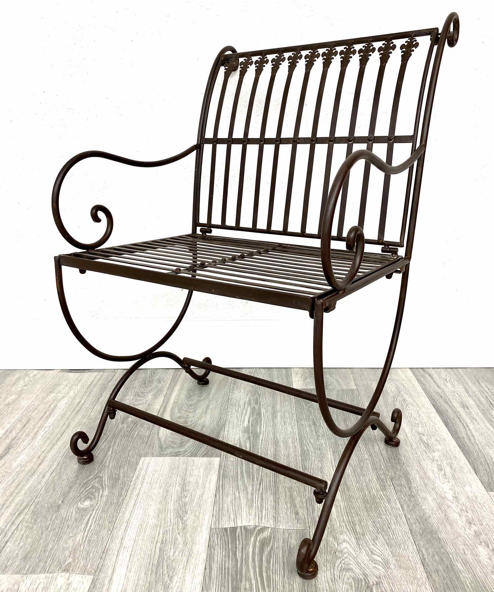 RZ-15-1 Gartenstuhl Stuhl Gartenmobiliar Nostalgie Eisen 87cm braun Antik-Stil