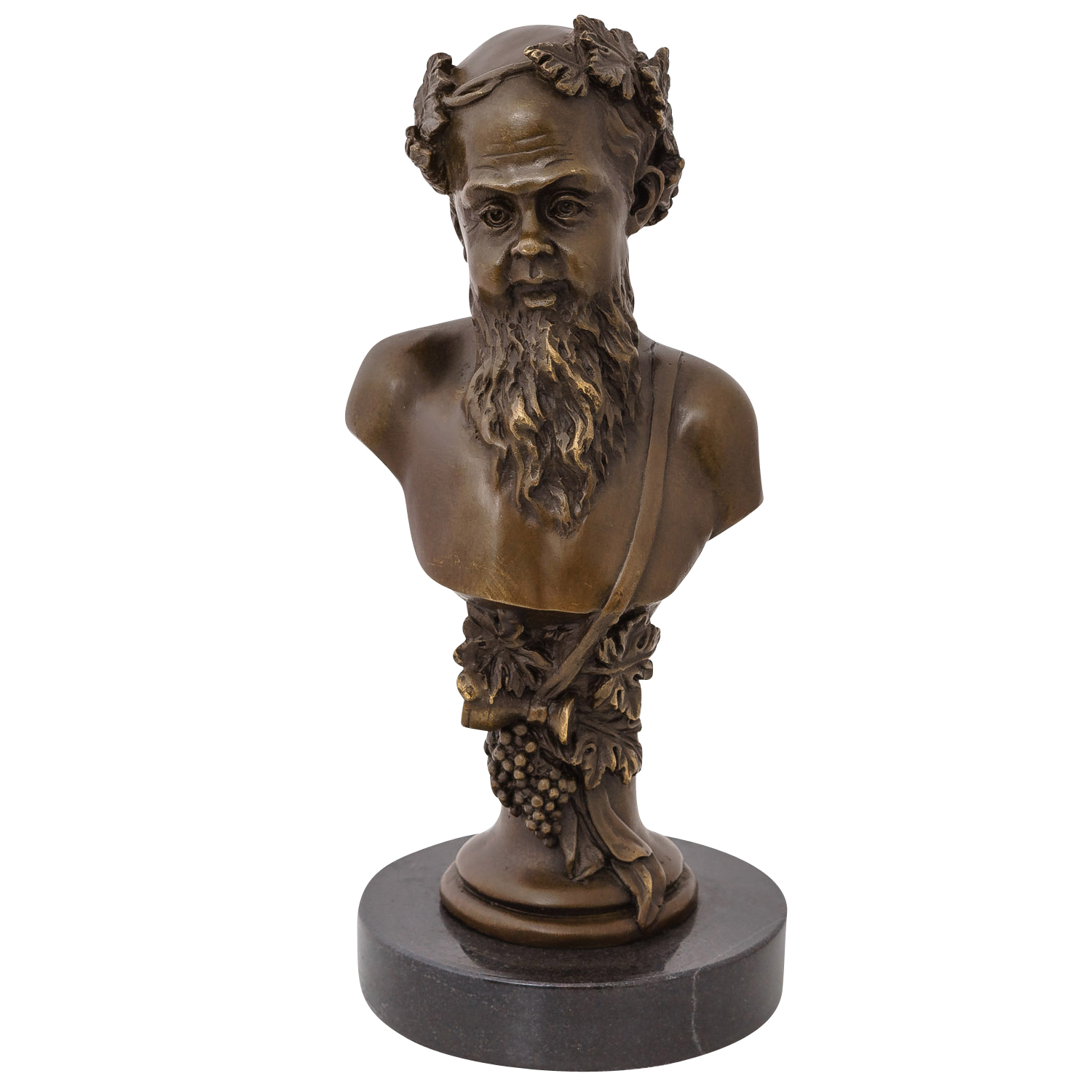 BE-64-2 Bronzefigur Bacchus römischer Gott des Wein Büste Skulptur Antik-Stil Bronze