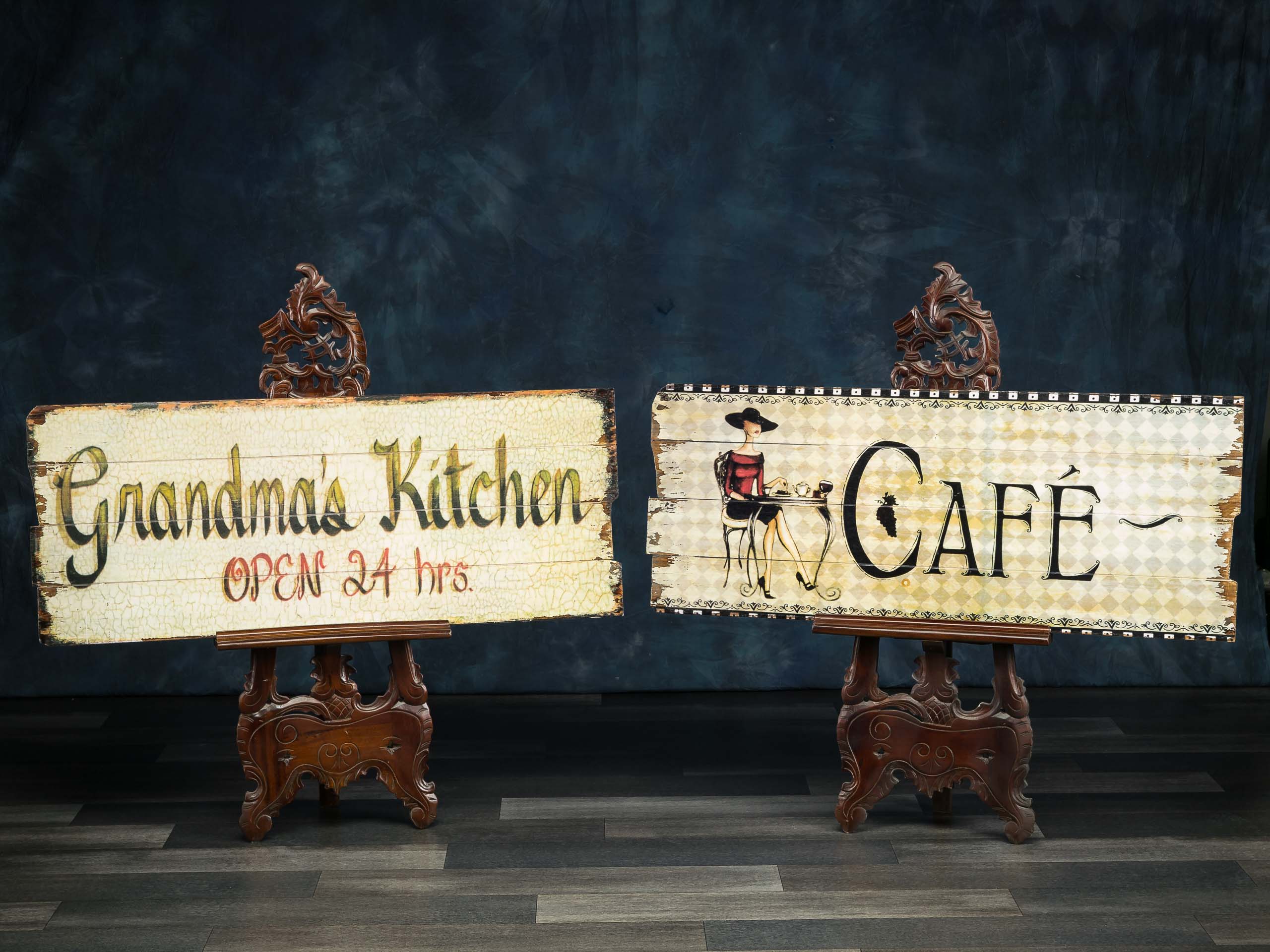SK-37-1 2x Bild Wandtafel Tafel Cafe Holzbild Wandbild Grandma`s Kitchen Küche Bistro