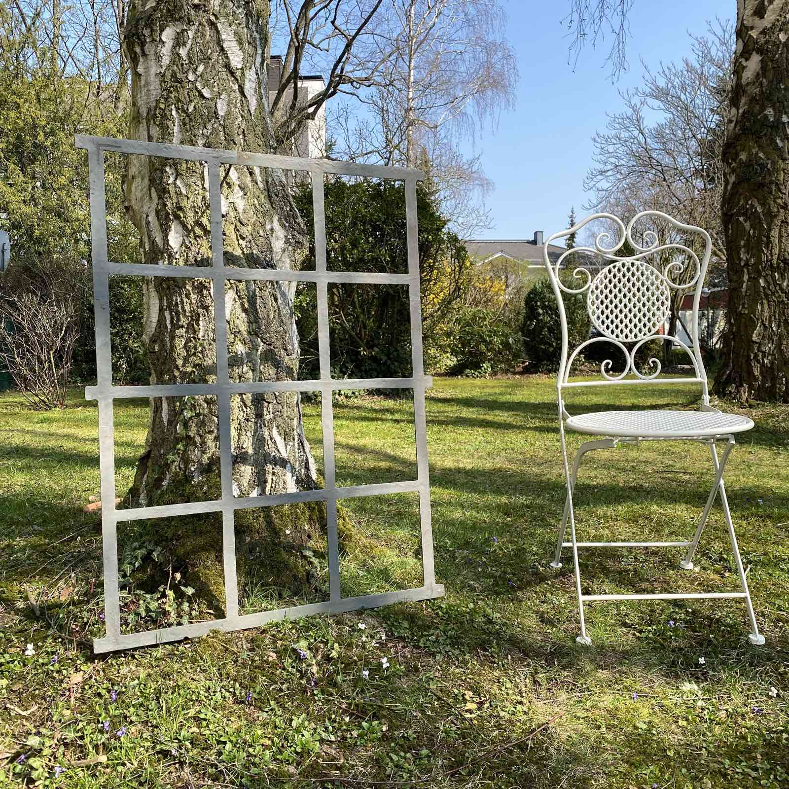 aubaho-F30-G-19 Fenster Grau Stallfenster Eisenfenster Scheunenfenster Eisen Antik-Stil 95cm