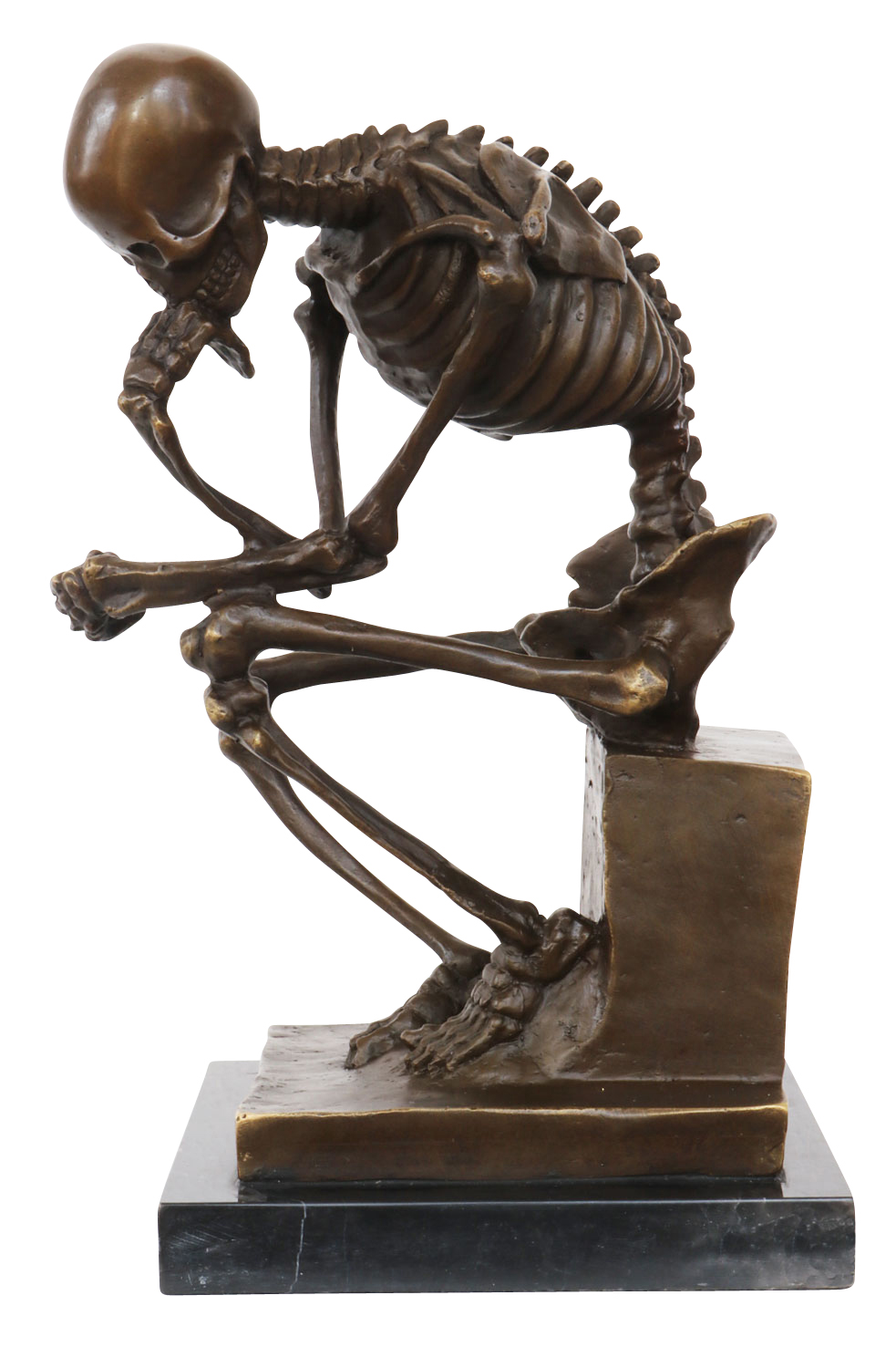 gerippe-a Bronze Skelett Denker Mann Bronze Figur Bronzeskulptur nach Rodin Skulptur Figur