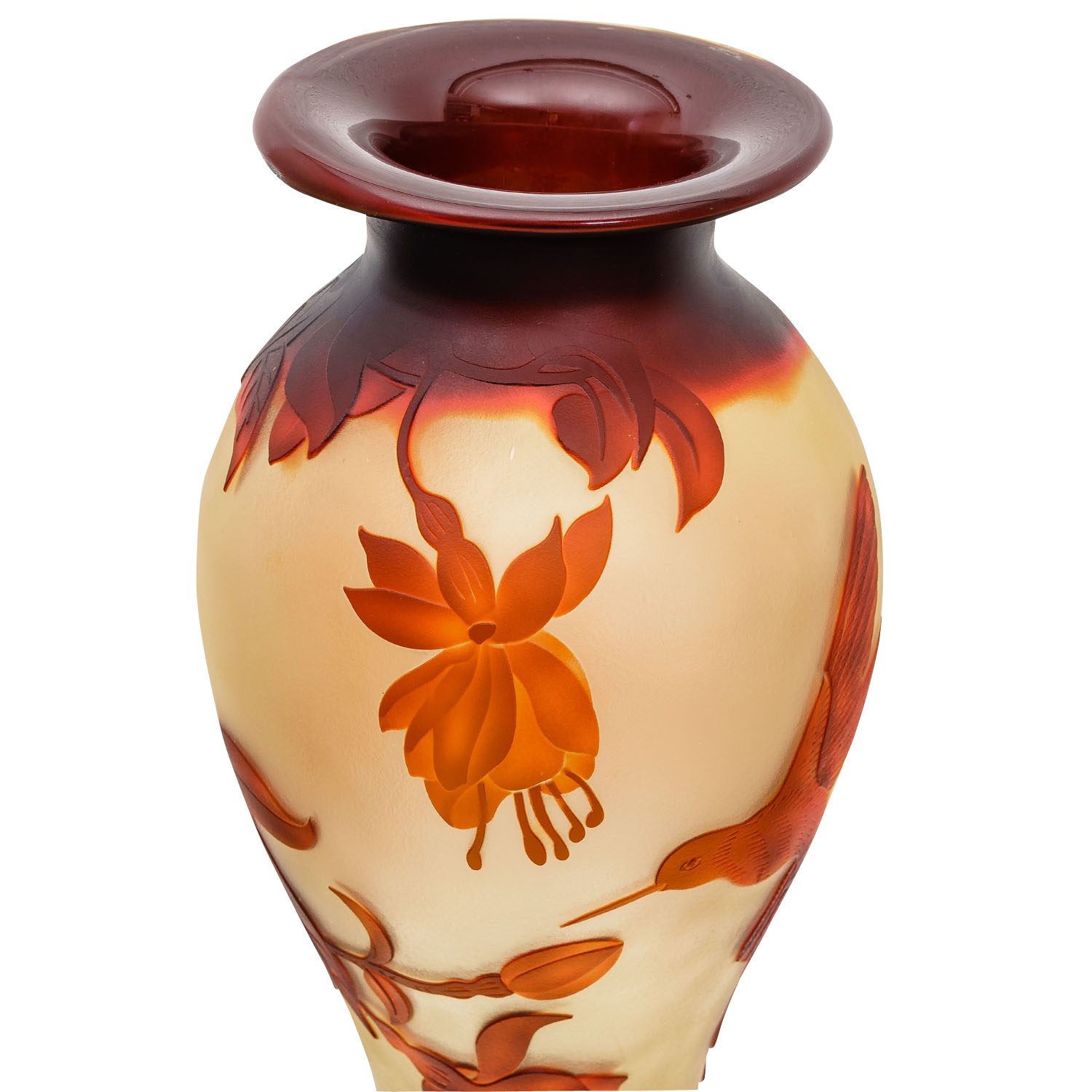 GV-54-5 Vase Replika nach Galle Gallé Kolibri Glas Antik-Jugendstil-Stil Kopie c5