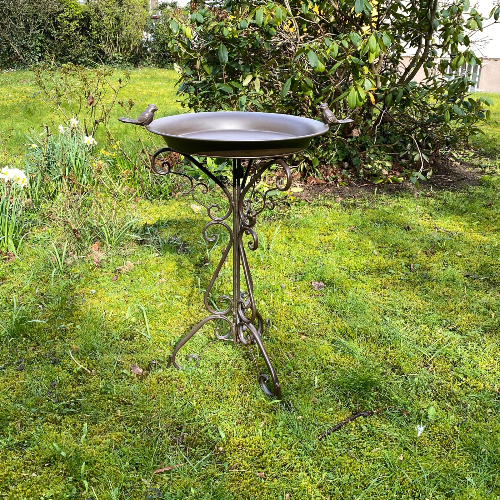 200YA47-9 Vogeltränke Vogelbad Garten Vogelbecken Vogel Tränke aus Metall 75cm braun