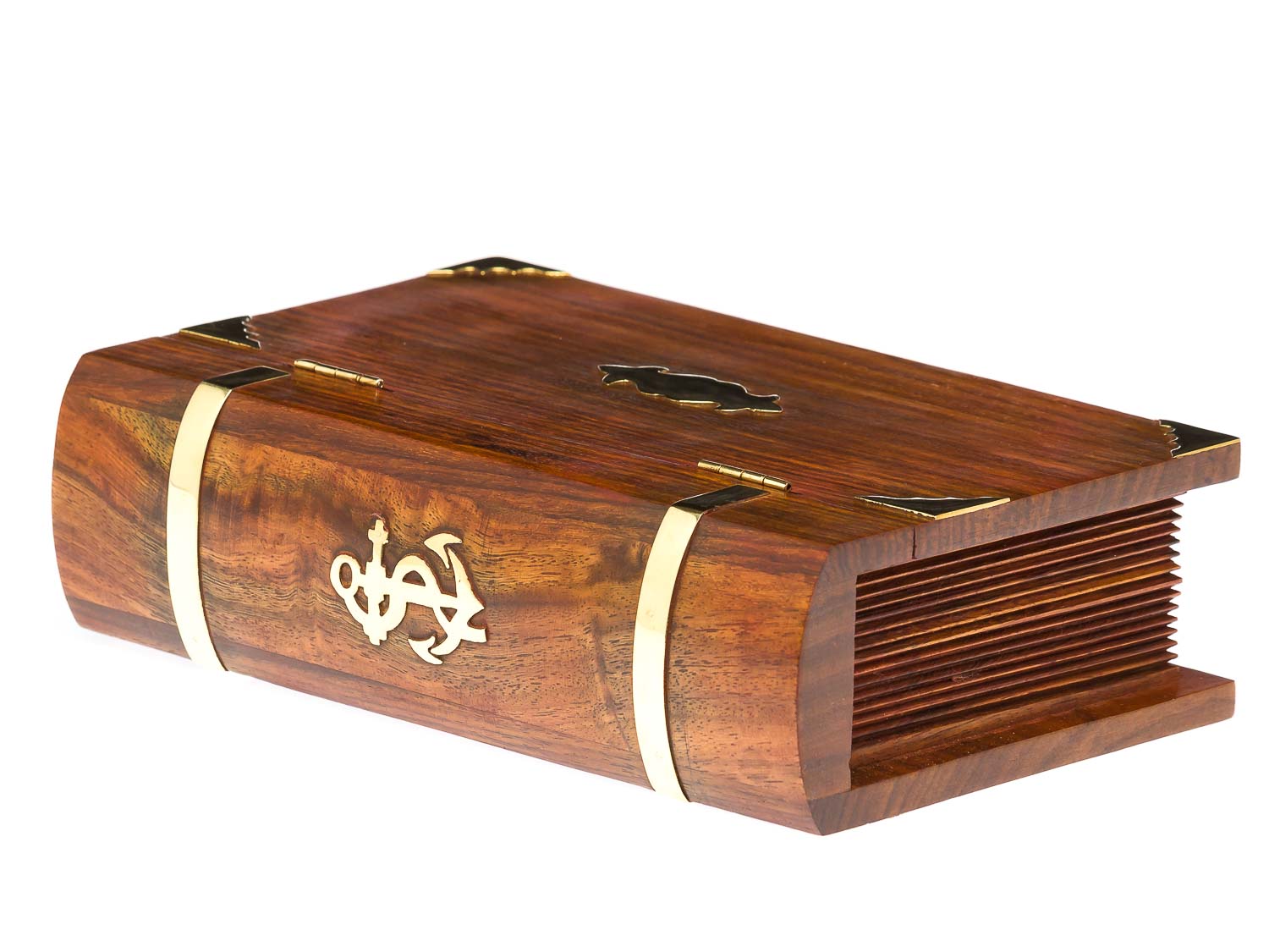 2016-02-012_Auktionshaus_018 Buchattrappe abschließbar Holz Box Schmuckschatulle Anker antik Stil book box