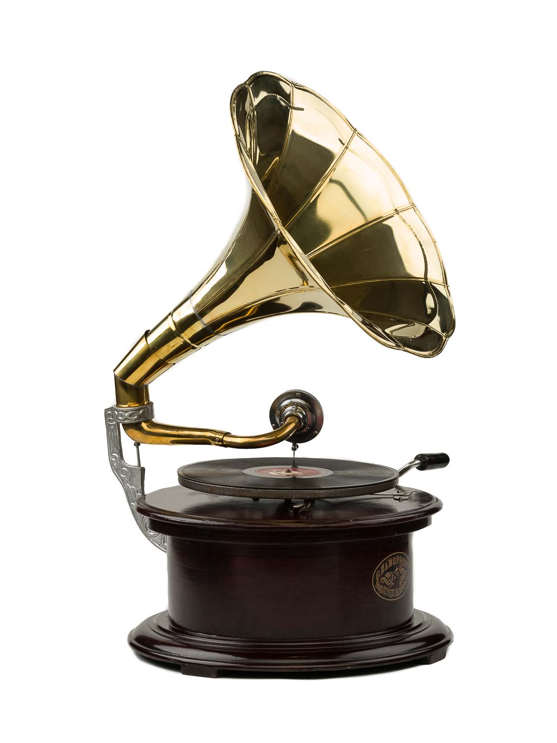 Grammophon 70cm Schellackplatte Holz Trichter Trichtergrammophon antique style