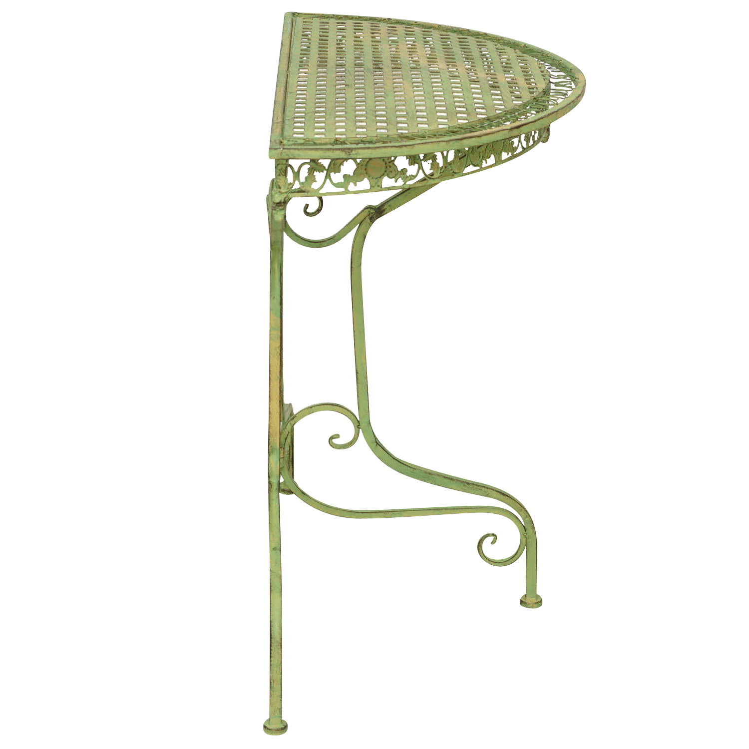 SA170200AG-1 Balkontisch Gartentisch Eisen Tisch Garten grün Antik-Stil halbrund Konsole