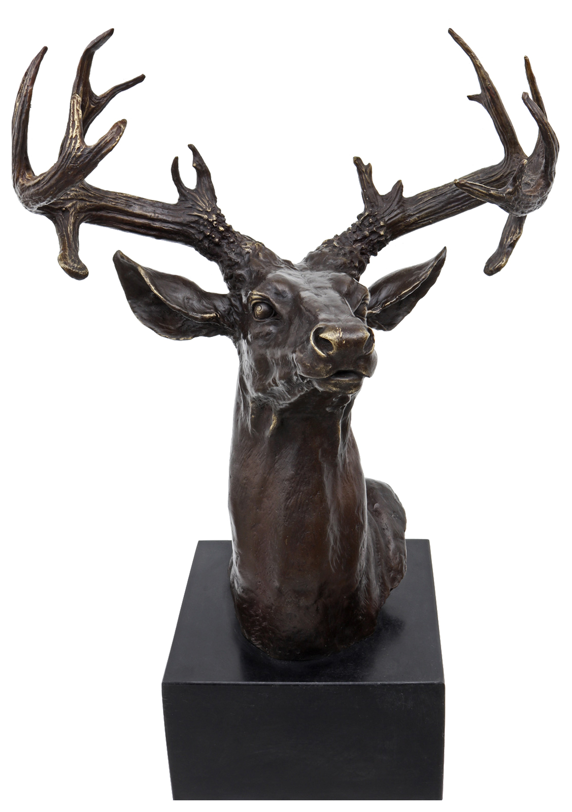 YY-4_5 Bronzeskulptur Hirsch Kopf im Antik-Stil Bronze Figur Statue 50cm