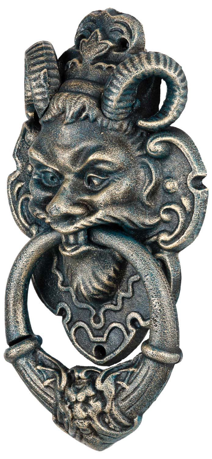 KL-21-01 Türklopfer Teufel Faun Figur Skulptur Eisen im Antik-Stil - 35cm
