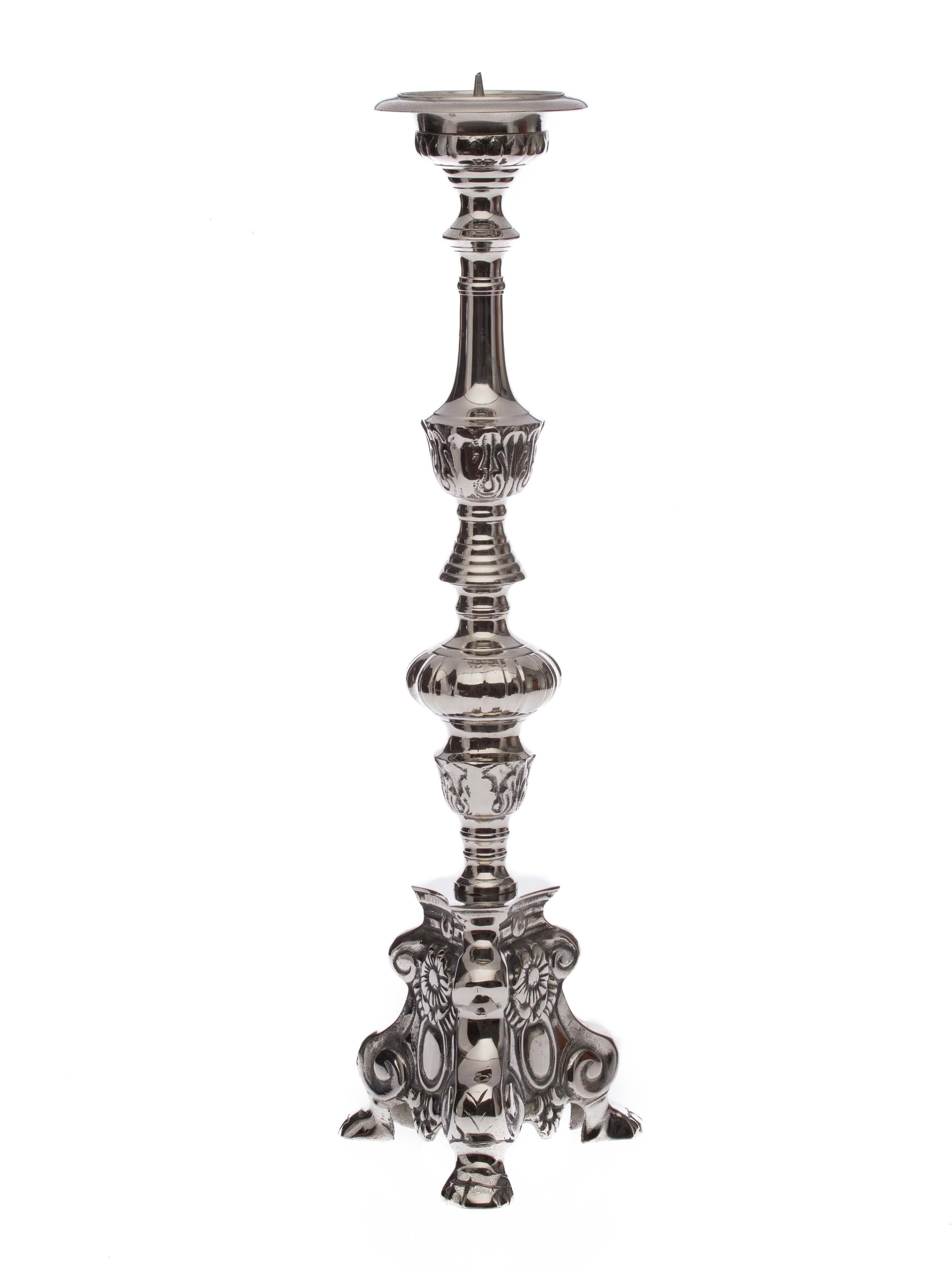 GROSSER KERZENSTÄNDER 60cm KERZENLEUCHTER ALTARLEUCHTER SILBERFARBEN ANTIK STIL