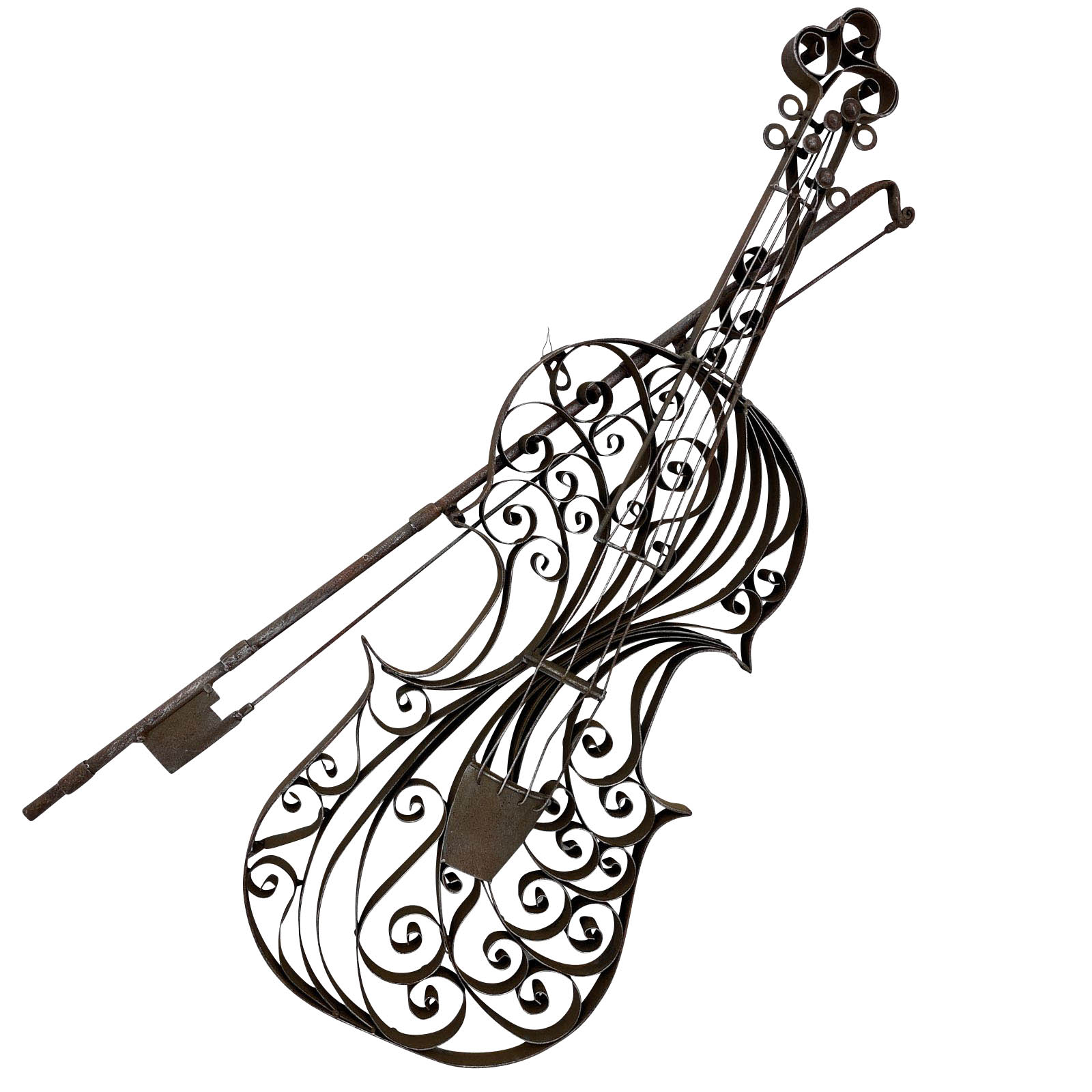 Geige-aubaho-2 Geige Violine Dekoration Instrument Wanddekoration Metall Modell Garten 83cm