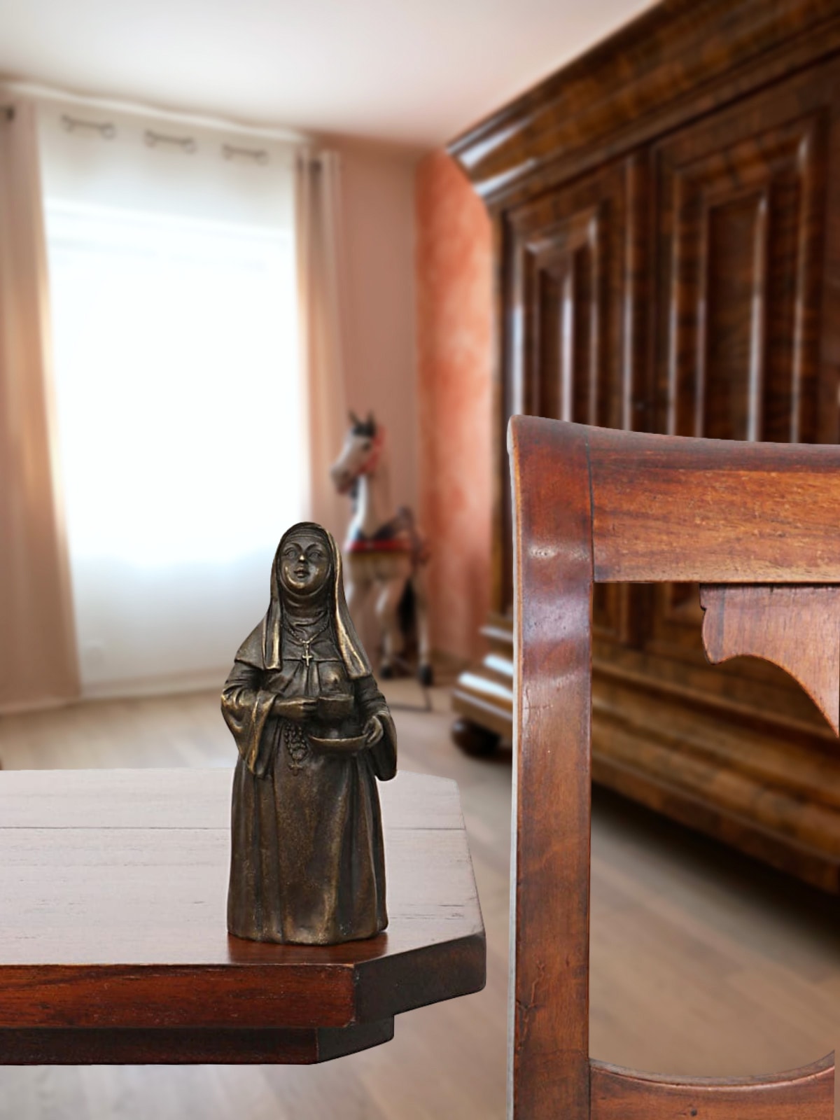 IMG_87529 Skulptur Tischglocke Nonne Antik-Stil Bronzeskulptur Glocke Bronze Figur