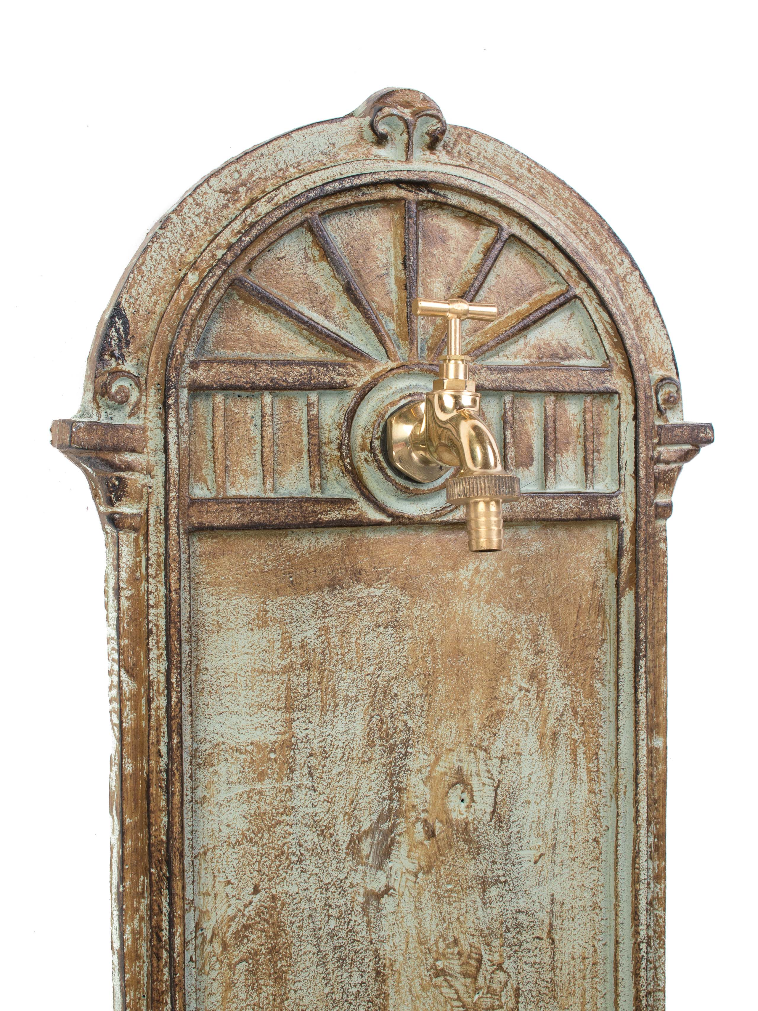 Standbrunnen 64cm Waschbecken 11kg Brunnen Eisen grün Wandbrunnen Antik-Stil