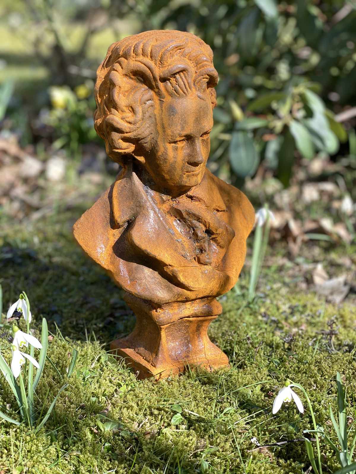 aubaho-IZ-653B-11 Skulptur Beethoven Gartenfigur Eisen Figur Statue Rost Antik-Stil