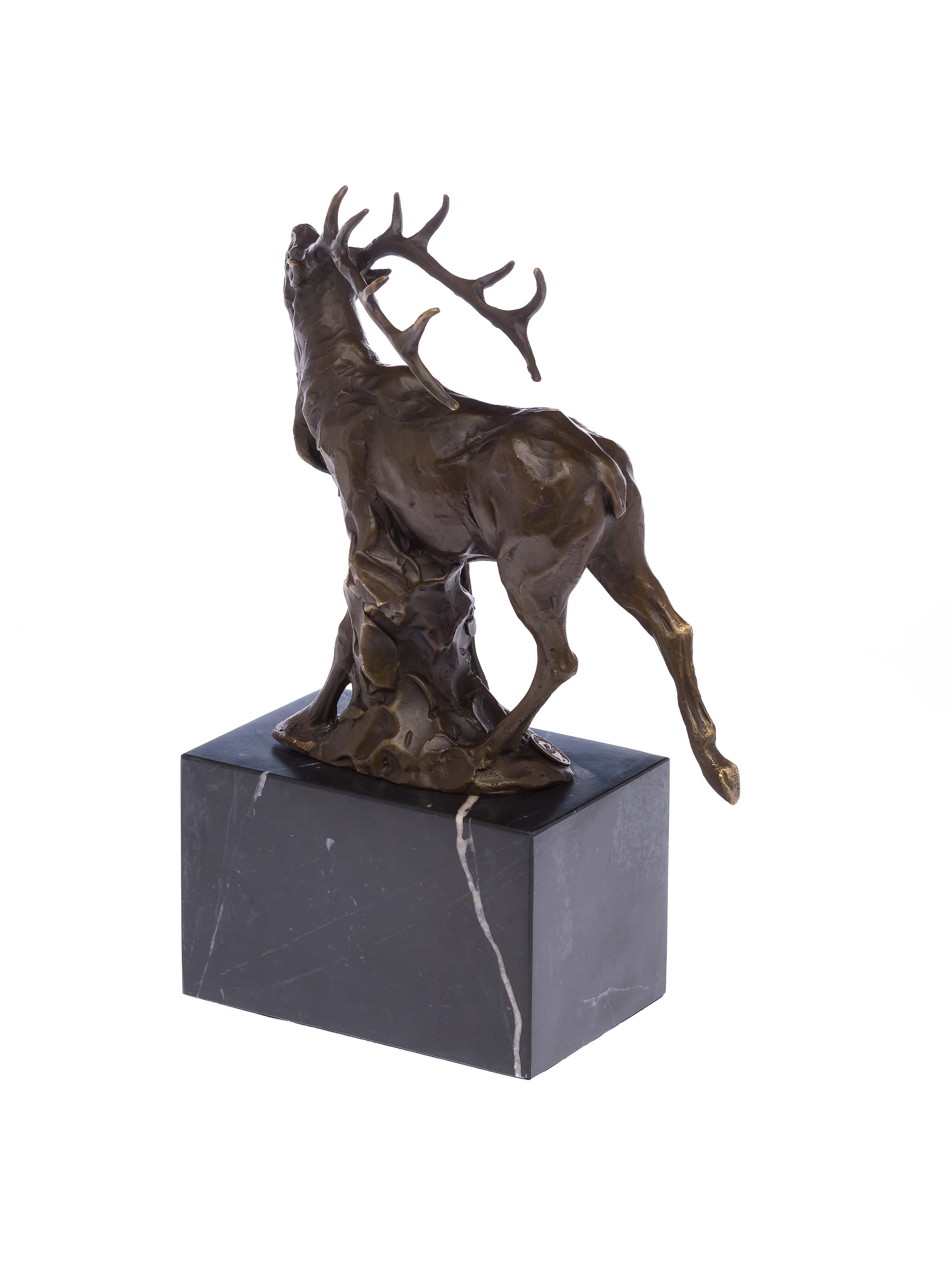 2015-10-17_Auktionshaus_090 BRONZESKULPTUR HIRSCH BRONZE SKULPTUR MARMOR JÄGER JAGD RÖHRENDER