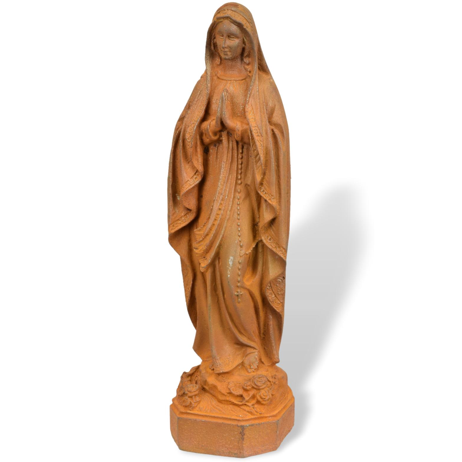 Figure Mother of God Mary Madonna Iron Garden Rust Sculpture Antique Style