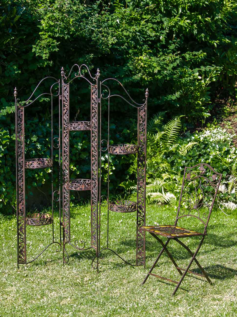 Paravent Pergola Rankhilfe Blumenampel 16kg Eisen antik Stil braun iron