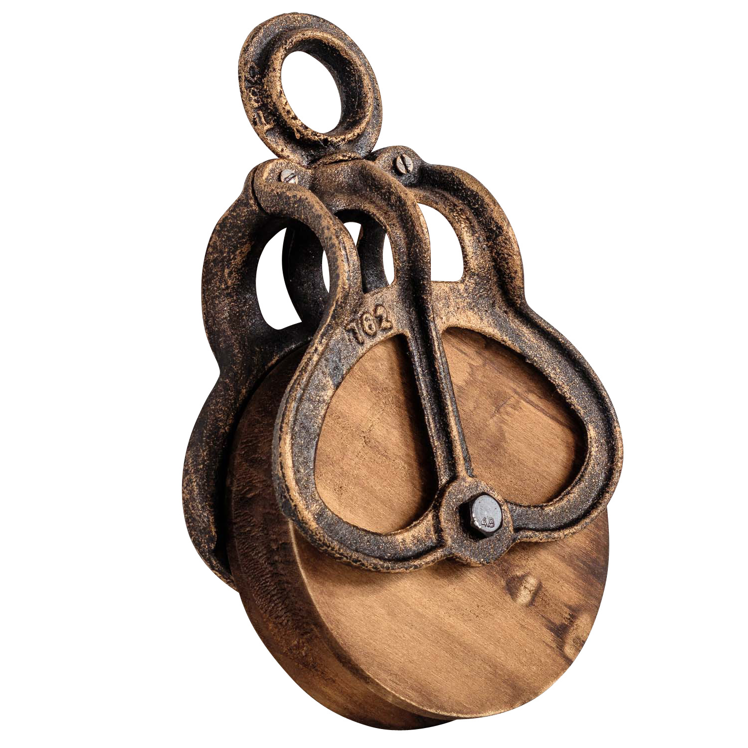 KL-2-2 Flaschenzug Umlenkrolle Seilzug Rolle Eisen Werkzeug Antik-Stil 26cm