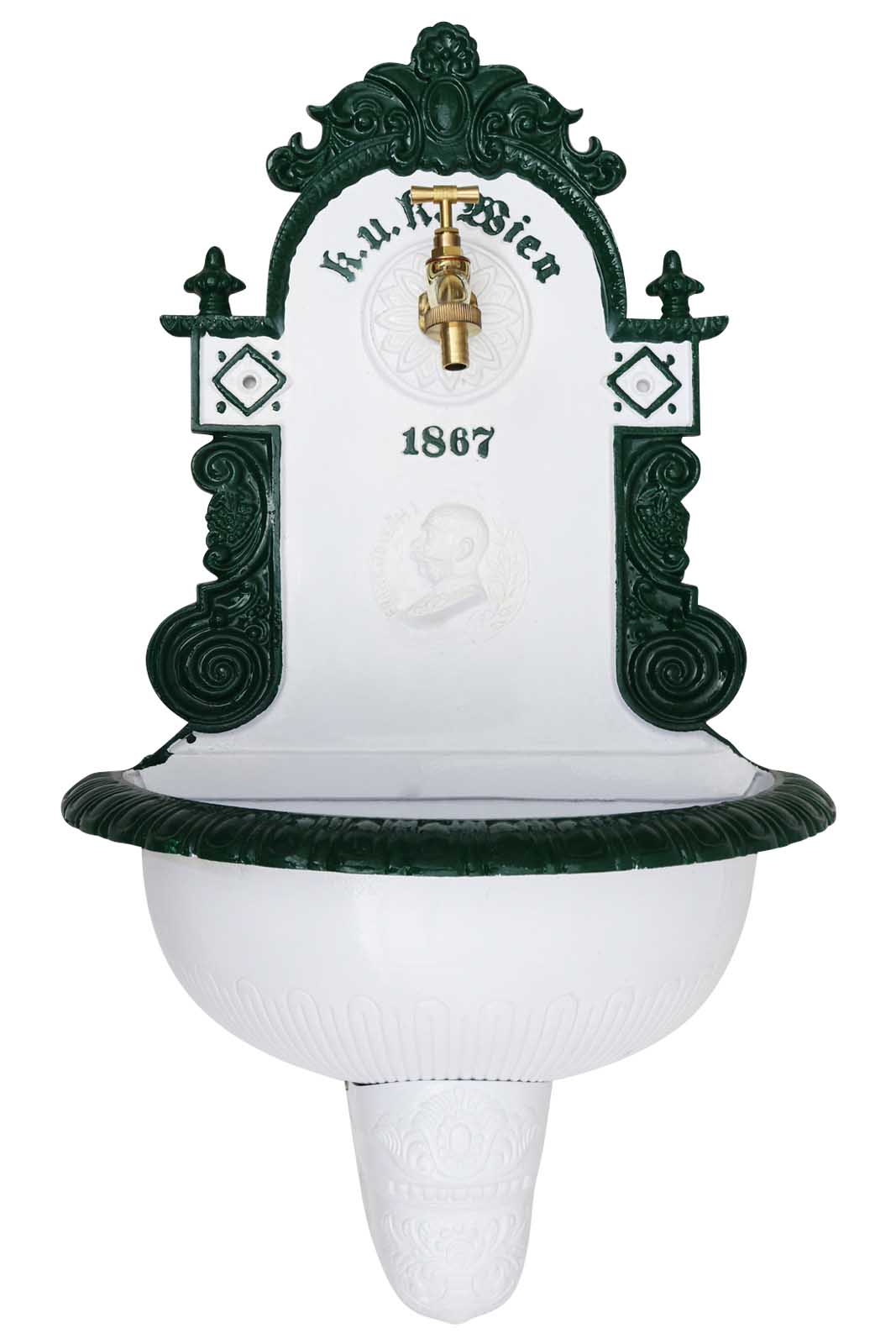 aubaho-LS-206-WG1_1 Brunnen 72cm Wandbrunnen Alu Waschbecken im Nostalgie Antik-Stil Kaiser Wien