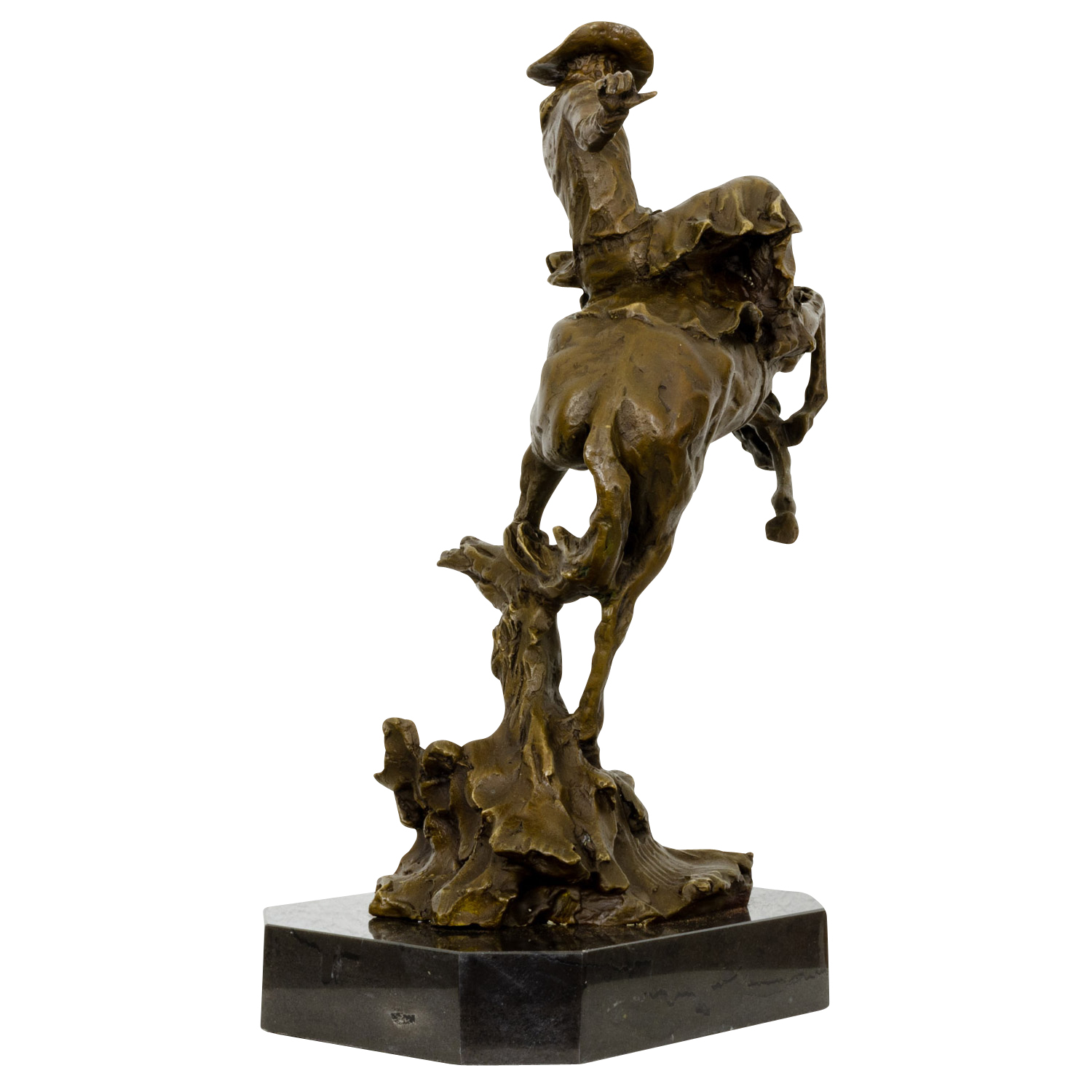 Bronzeskulptur Figur Rodeo Reiter Statue Pferd Cowboy Antik-Stil 38cm