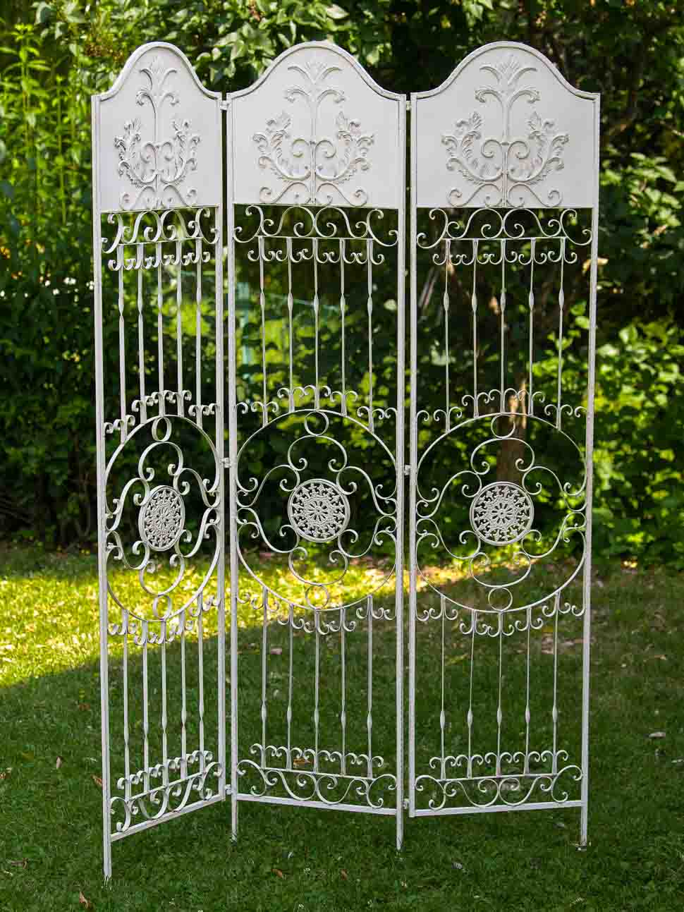 RW-50-1 Paravent Pergola Spalier Eisen Rankhilfe Zaun 19kg Antik-Stil Raumteiler weiß